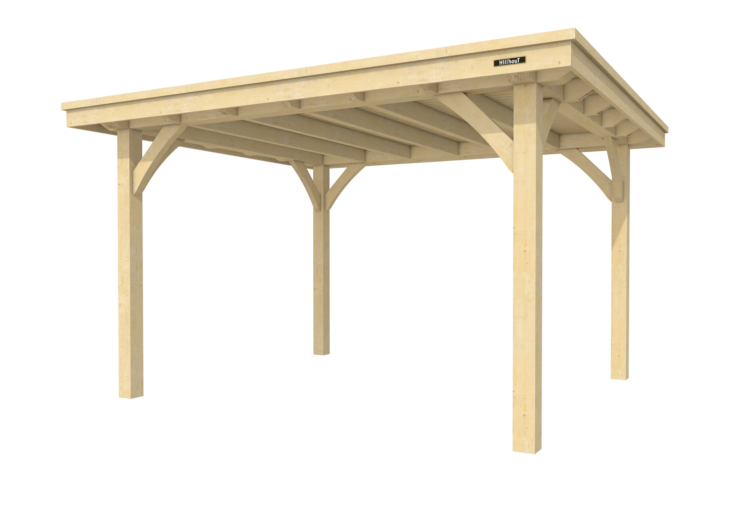 Buitenverblijf plat dak Excellent I, vuren, basismodel L/D, 357x307 cm, onbehandeld.