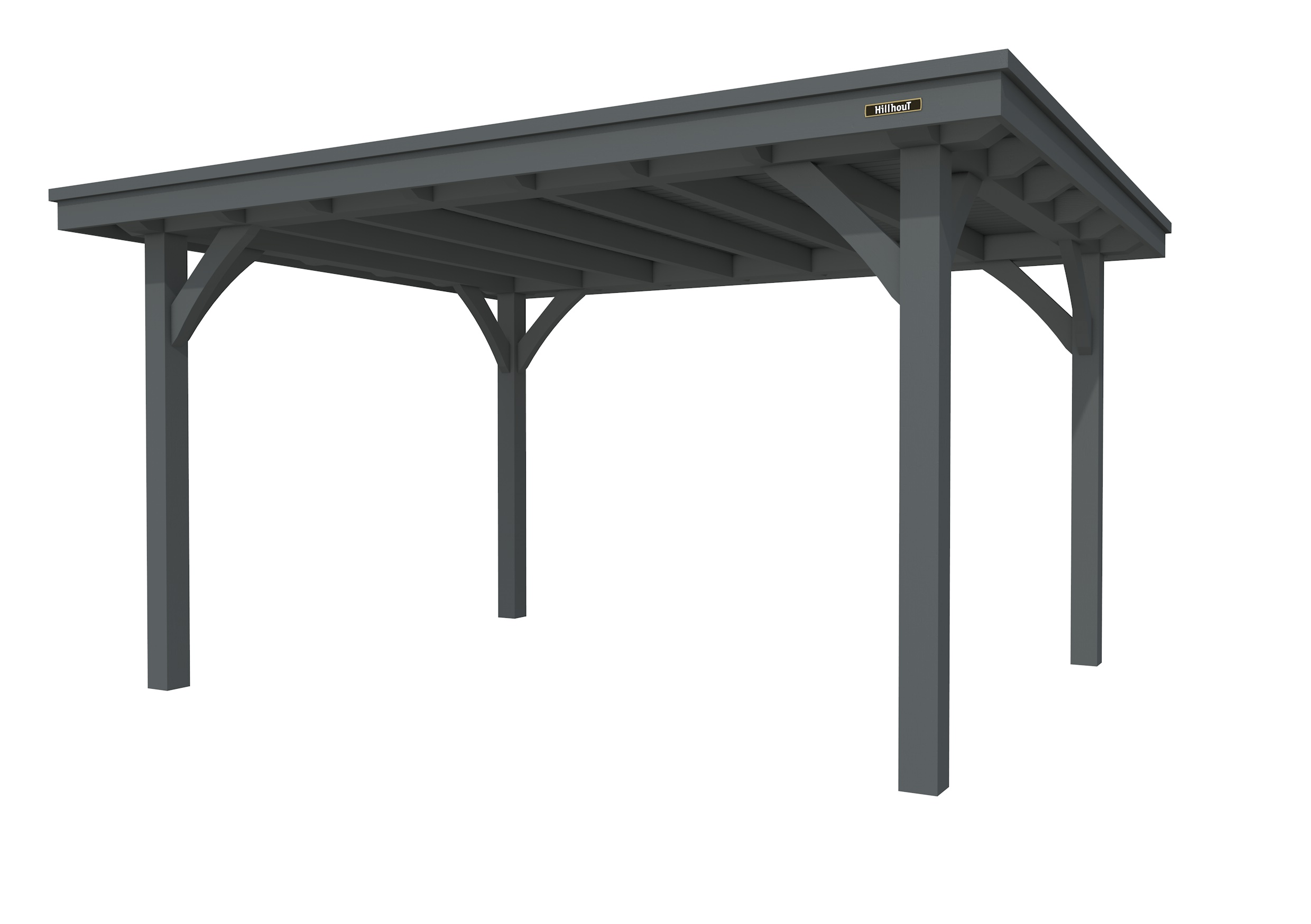Buitenverblijf plat dak Excellent I, vuren, basismodel L/E, 399x307 cm, antraciet gespoten.