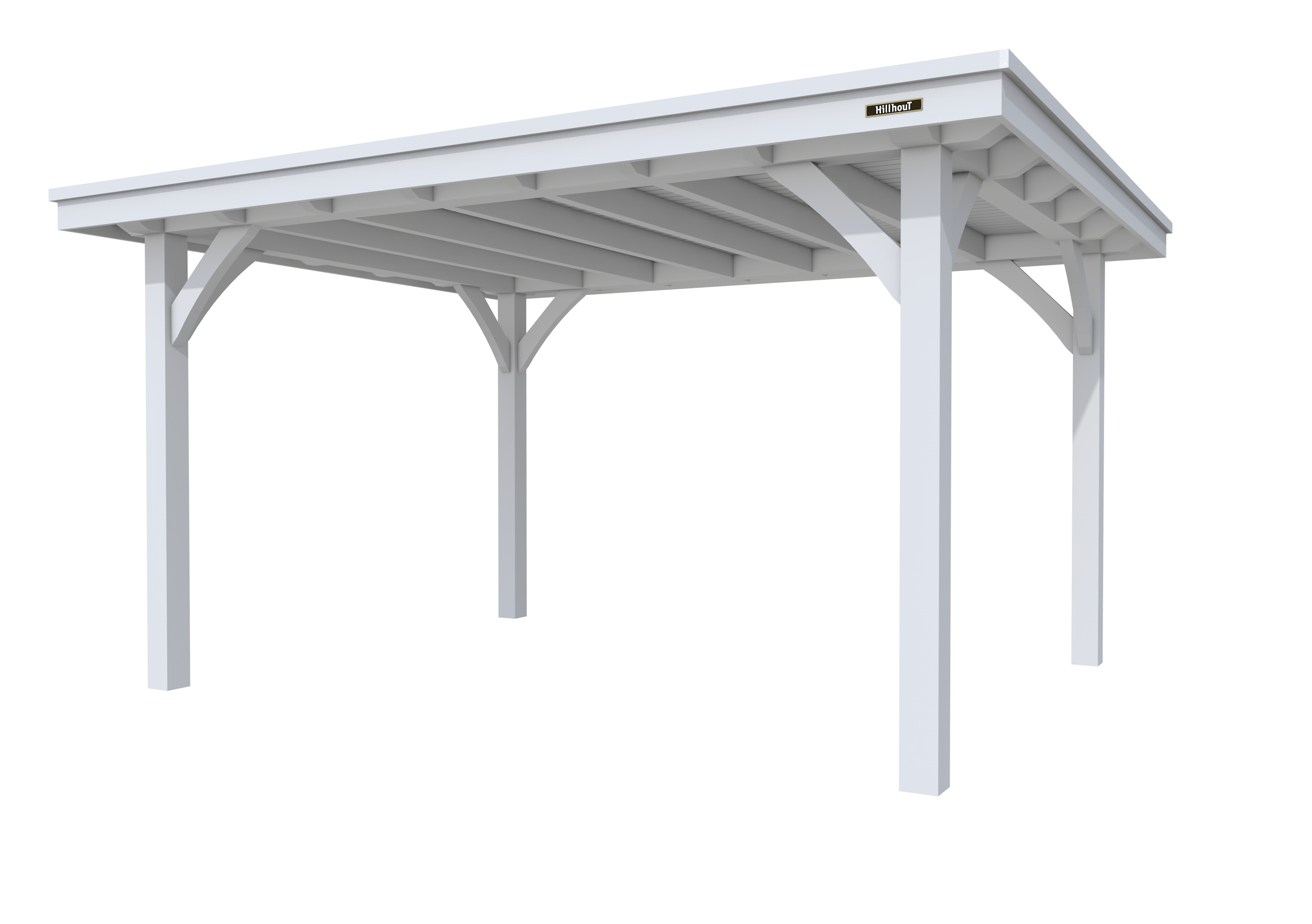 Buitenverblijf plat dak Excellent I, vuren, basismodel L/E, 399x307 cm, lichtgrijs gespoten.