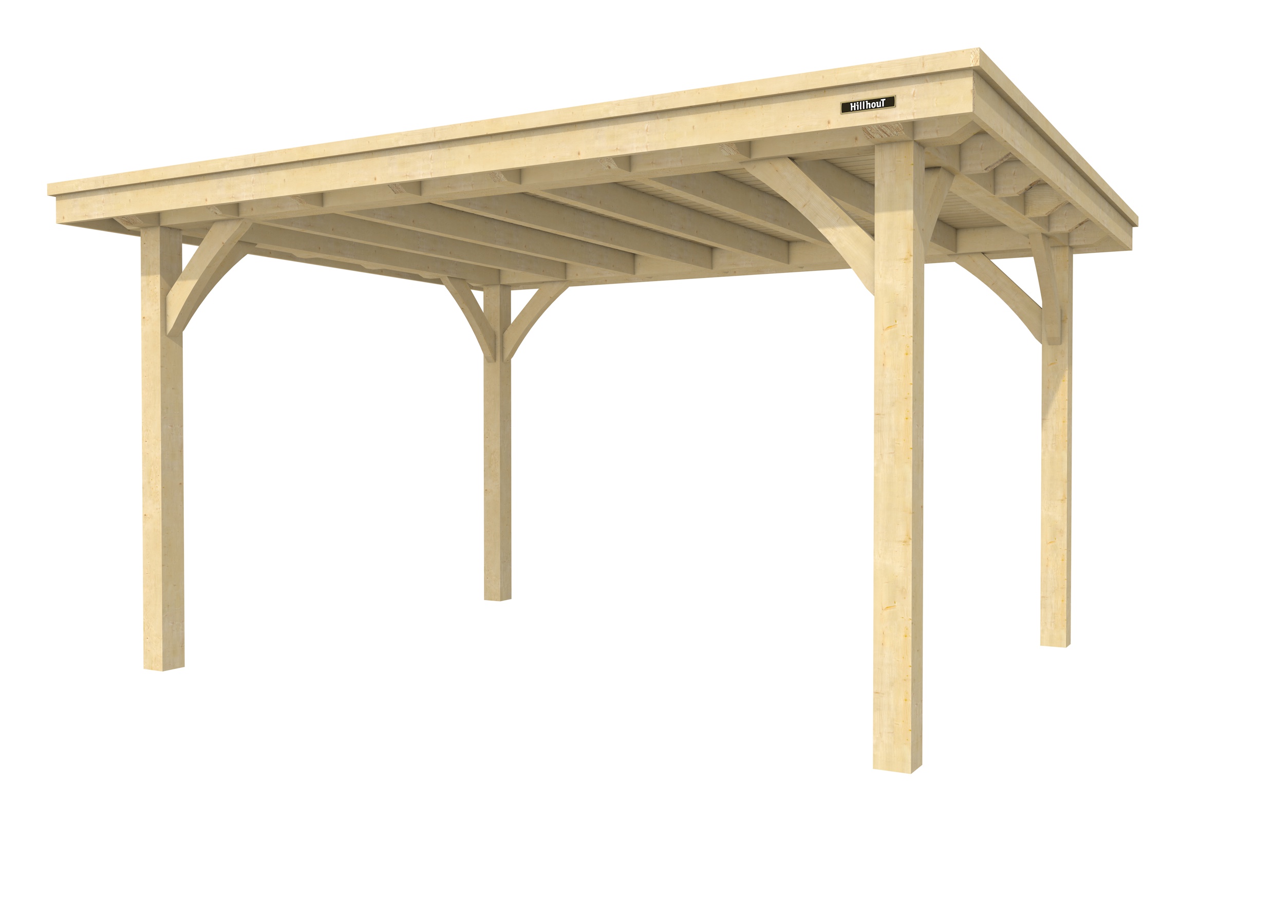 Buitenverblijf plat dak Excellent I, vuren, basismodel L/E, 399x307 cm, onbehandeld.