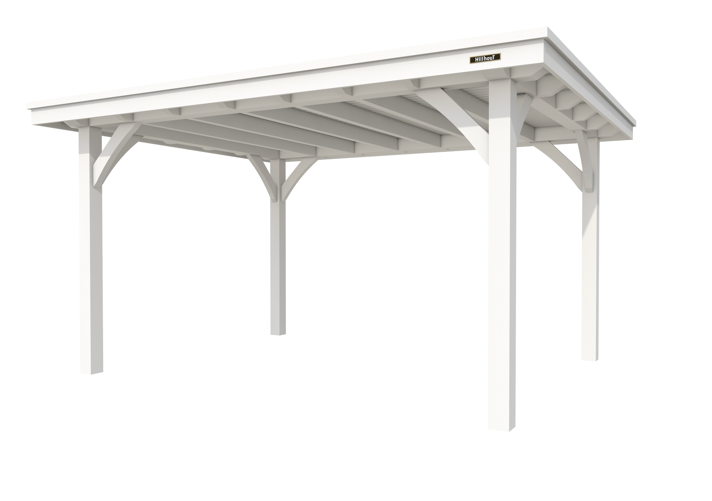 Buitenverblijf plat dak Excellent I, vuren, basismodel L/E, 399x307 cm, wit gespoten.