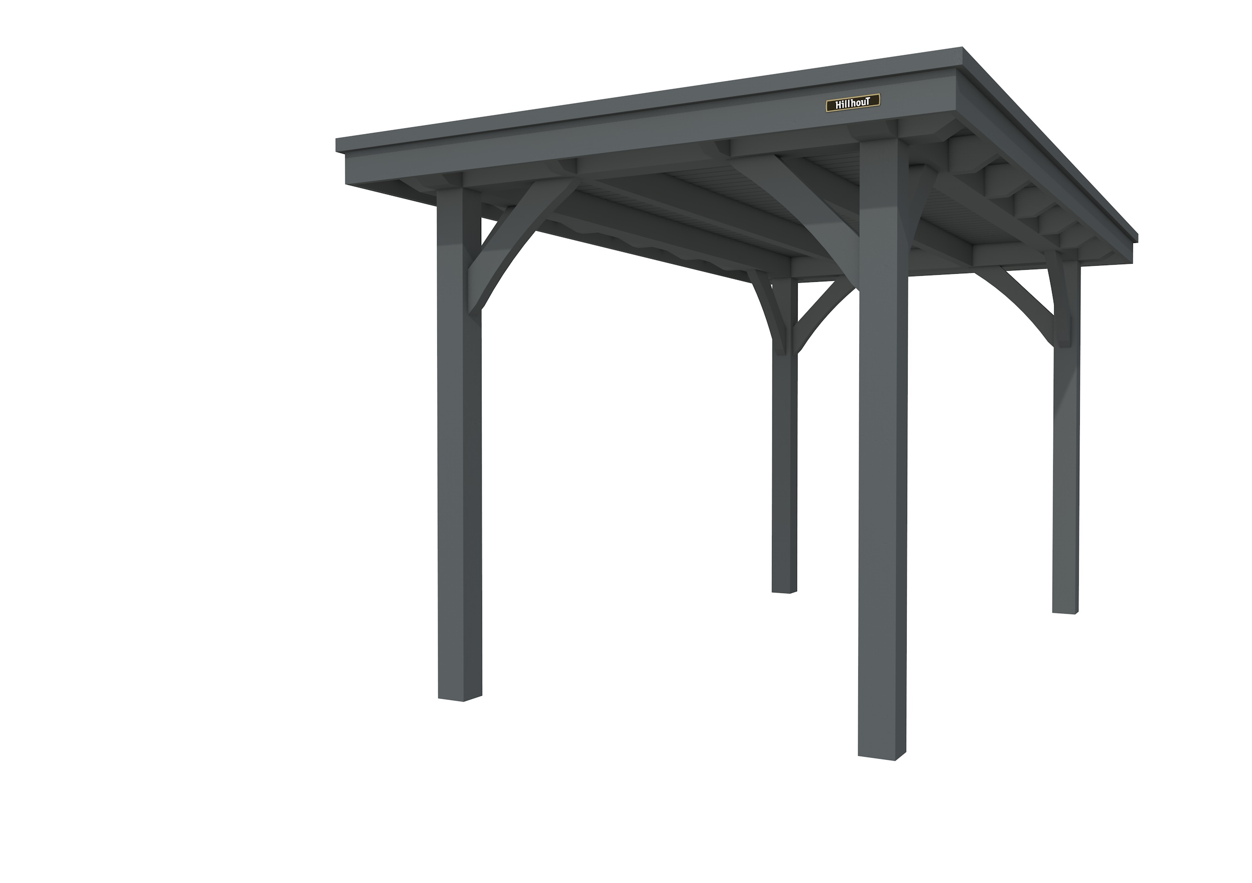 Buitenverblijf plat dak Excellent I, vuren, basismodel XXL/A, 207x399 cm, antraciet gespoten.