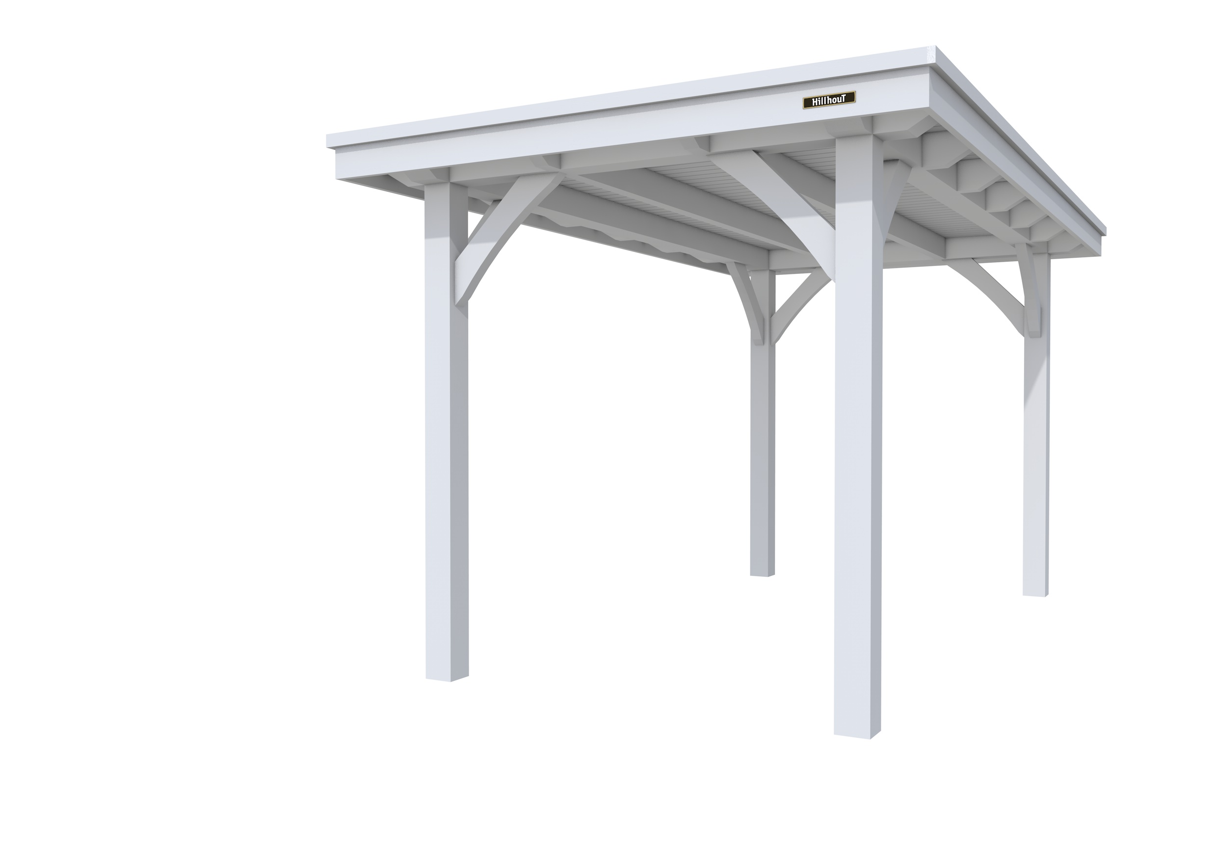 Buitenverblijf plat dak Excellent I, vuren, basismodel XXL/A, 207x399 cm, lichtgrijs gespoten.