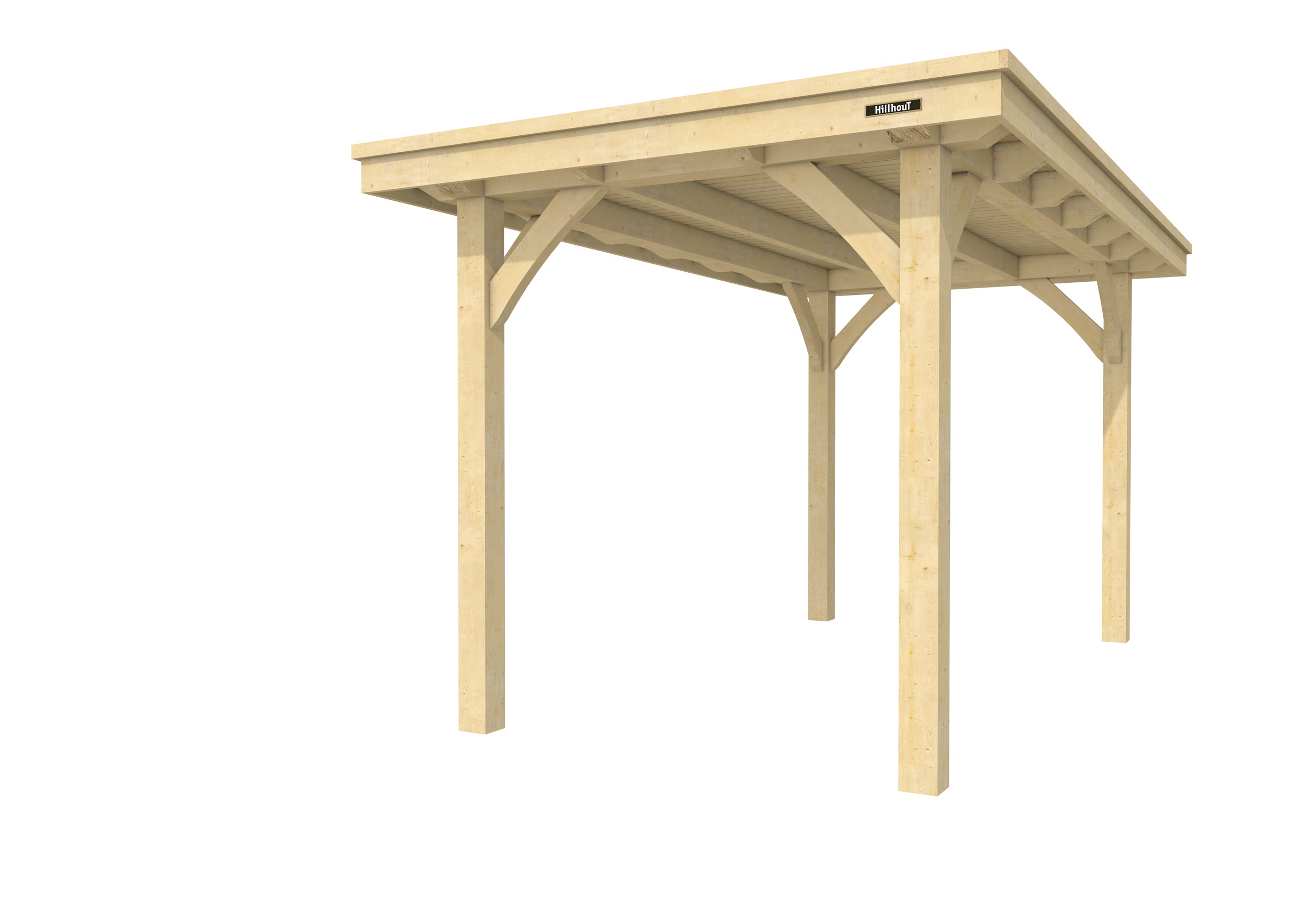 Buitenverblijf plat dak Excellent I, vuren, basismodel XXL/A, 207x399 cm, onbehandeld.