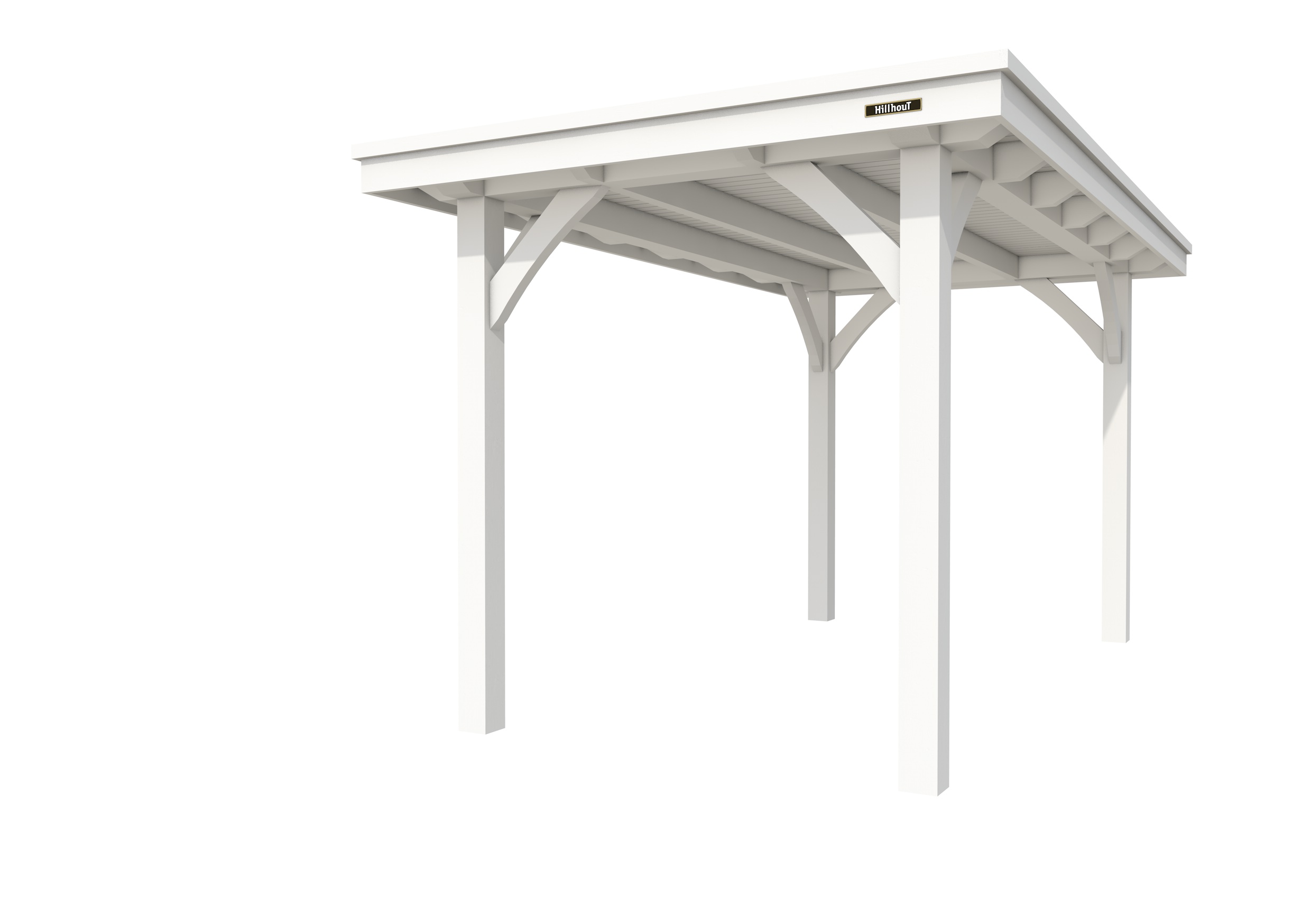 Buitenverblijf plat dak Excellent I, vuren, basismodel XXL/A, 207x399 cm, wit gespoten.