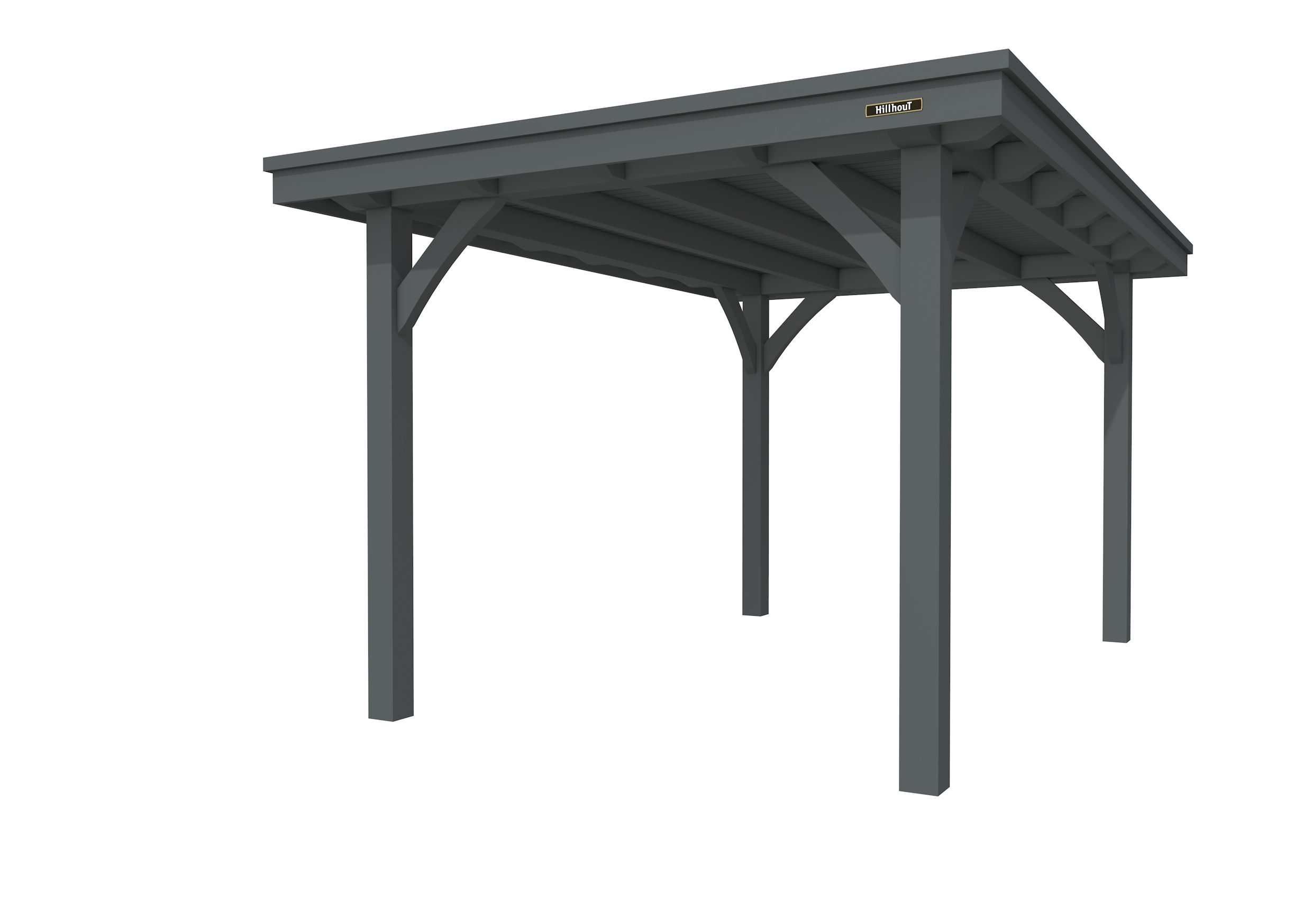 Buitenverblijf plat dak Excellent I, vuren, basismodel XXL/B, 257x399 cm, antraciet gespoten.