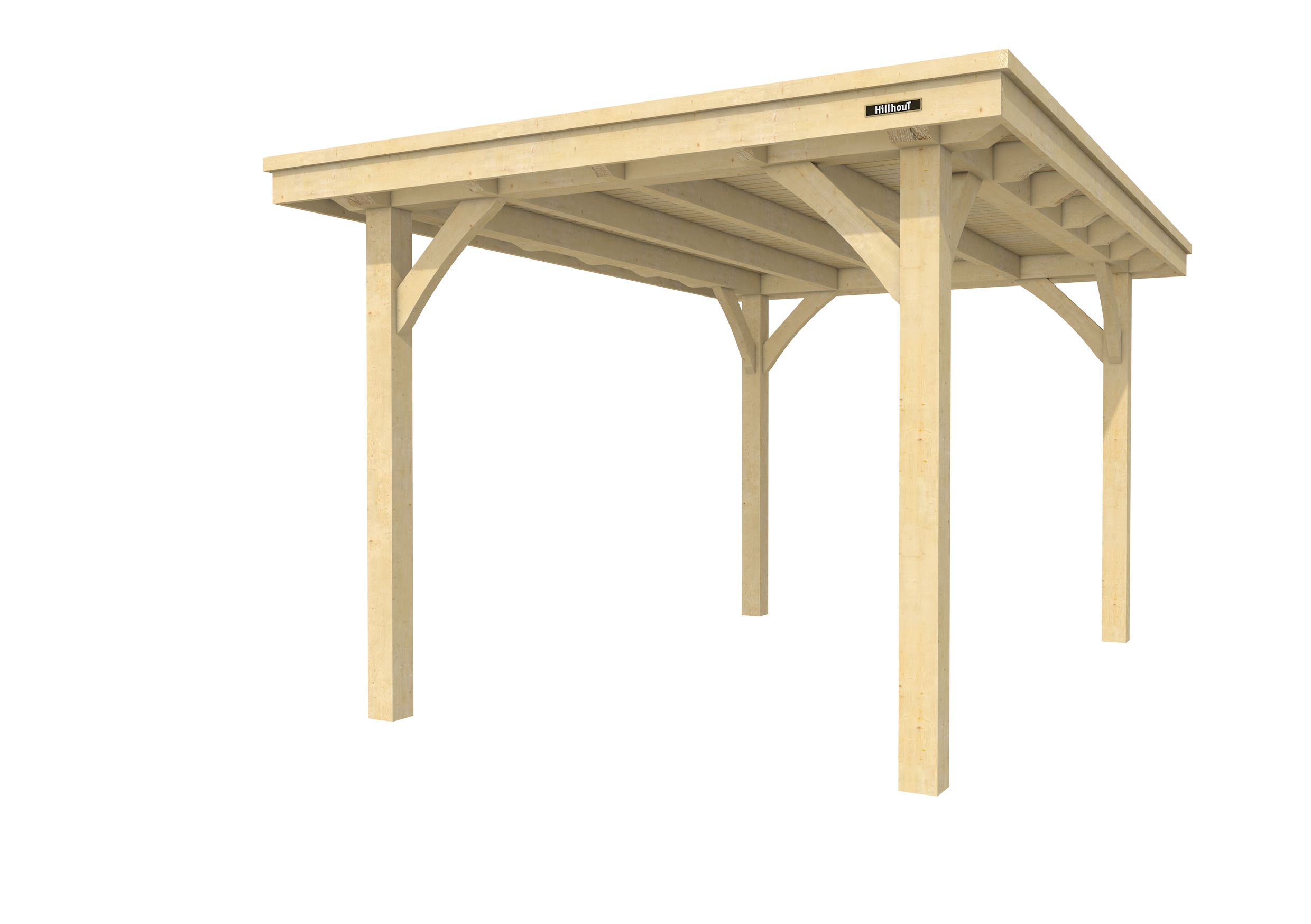 Buitenverblijf plat dak Excellent I, vuren, basismodel XXL/B, 257x399 cm, onbehandeld.