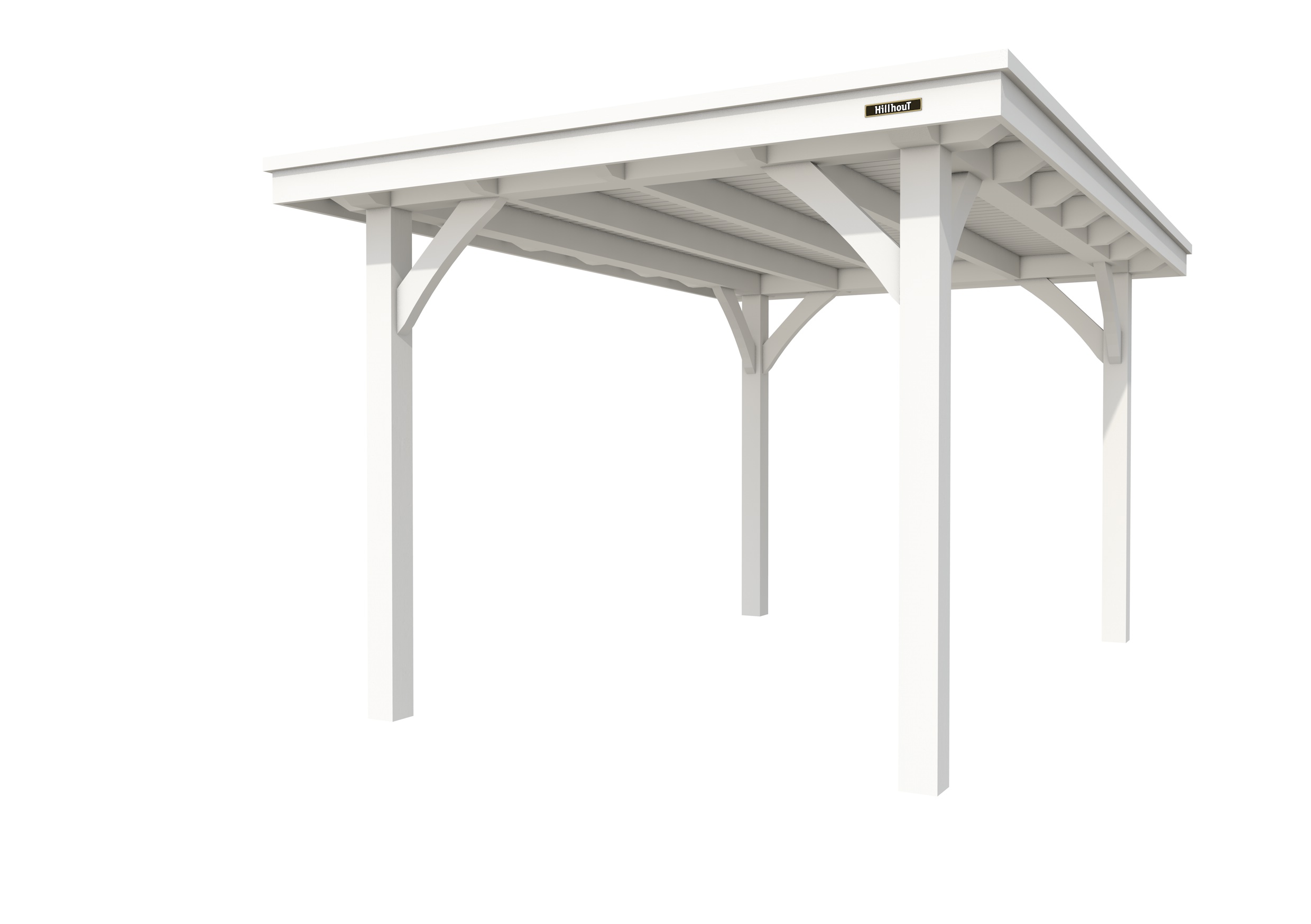 Buitenverblijf plat dak Excellent I, vuren, basismodel XXL/B, 257x399 cm, wit gespoten.