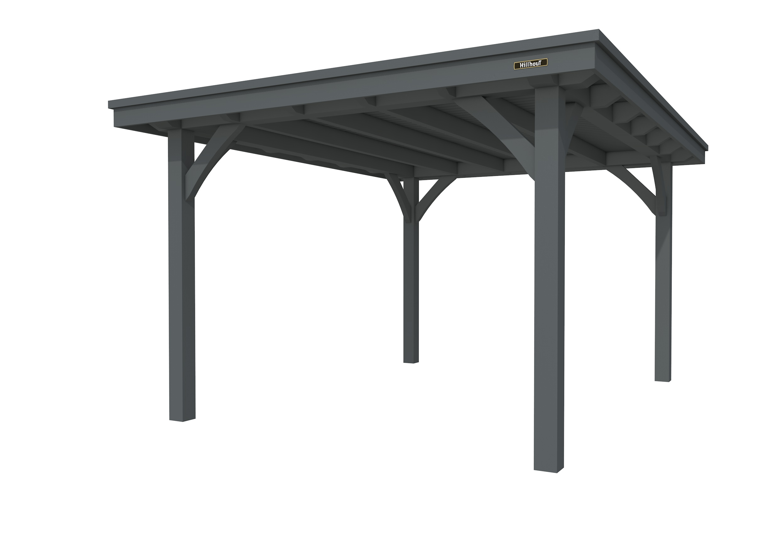 Buitenverblijf plat dak Excellent I, vuren, basismodel XXL/C, 307x399 cm, antraciet gespoten.