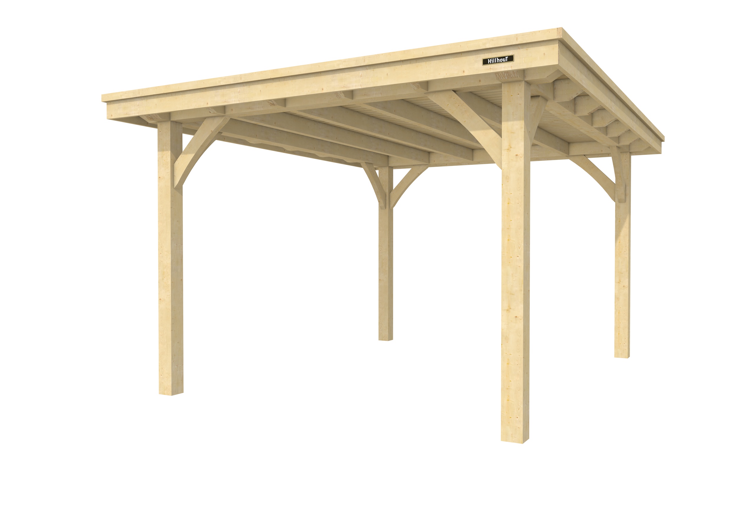 Buitenverblijf plat dak Excellent I, vuren, basismodel XXL/C, 307x399 cm, onbehandeld.