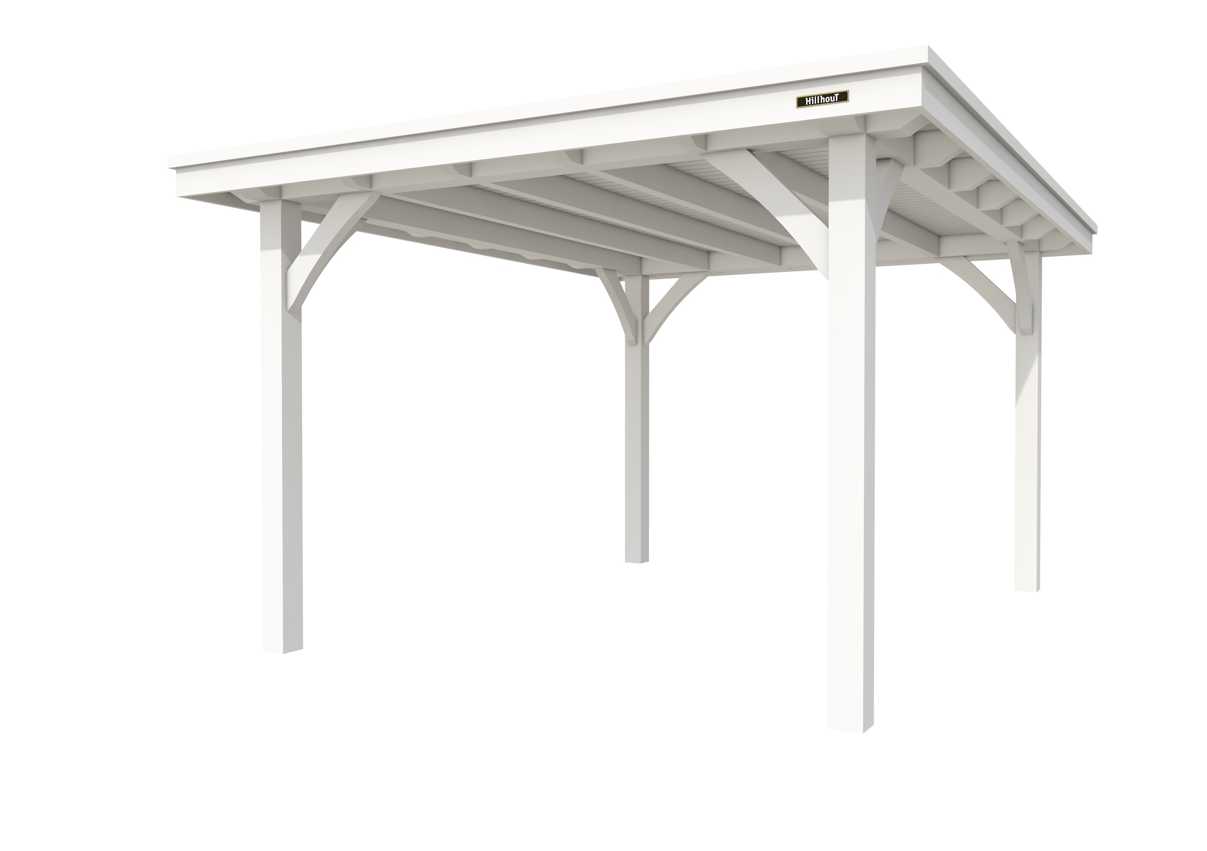 Buitenverblijf plat dak Excellent I, vuren, basismodel XXL/C, 307x399 cm, wit gespoten.