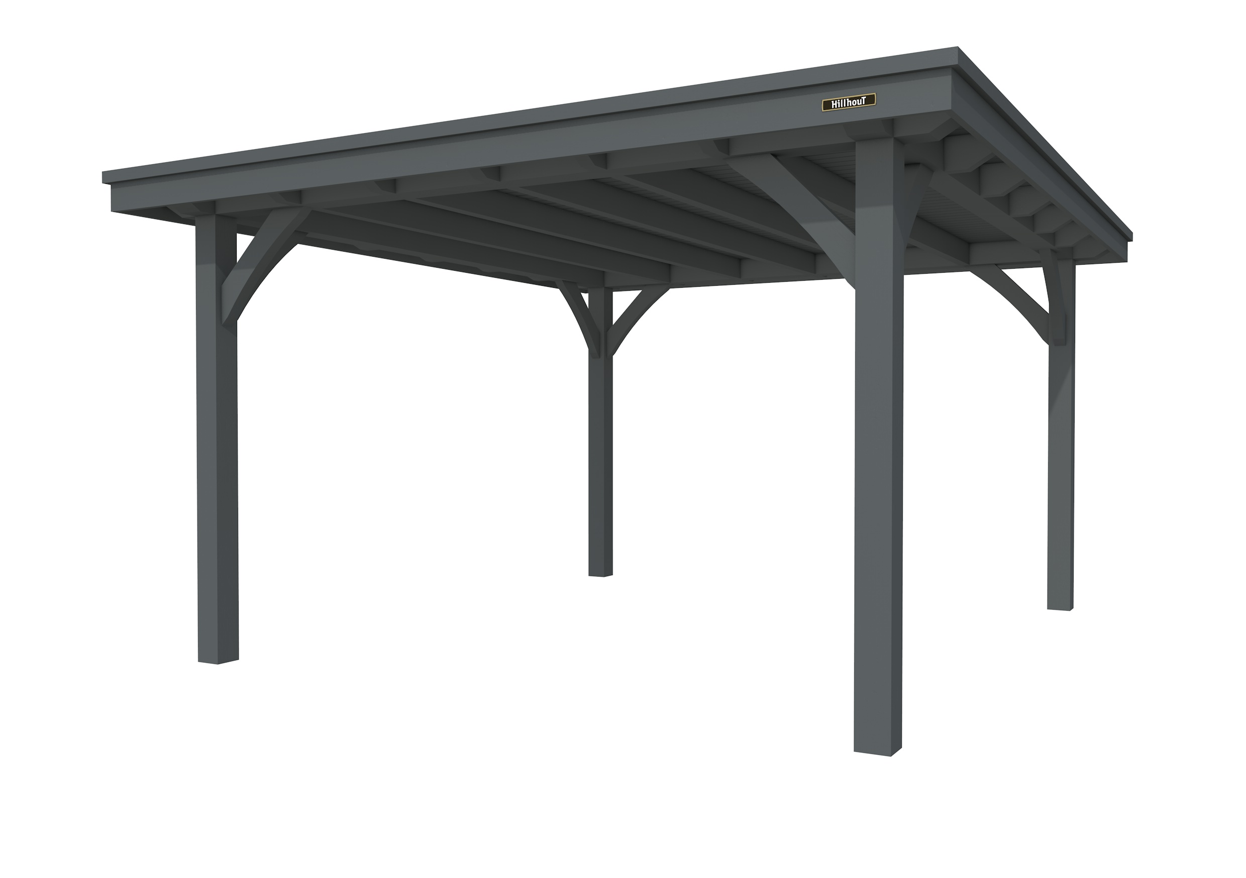 Buitenverblijf plat dak Excellent I, vuren, basismodel XXL/D, 357x399 cm, antraciet gespoten.