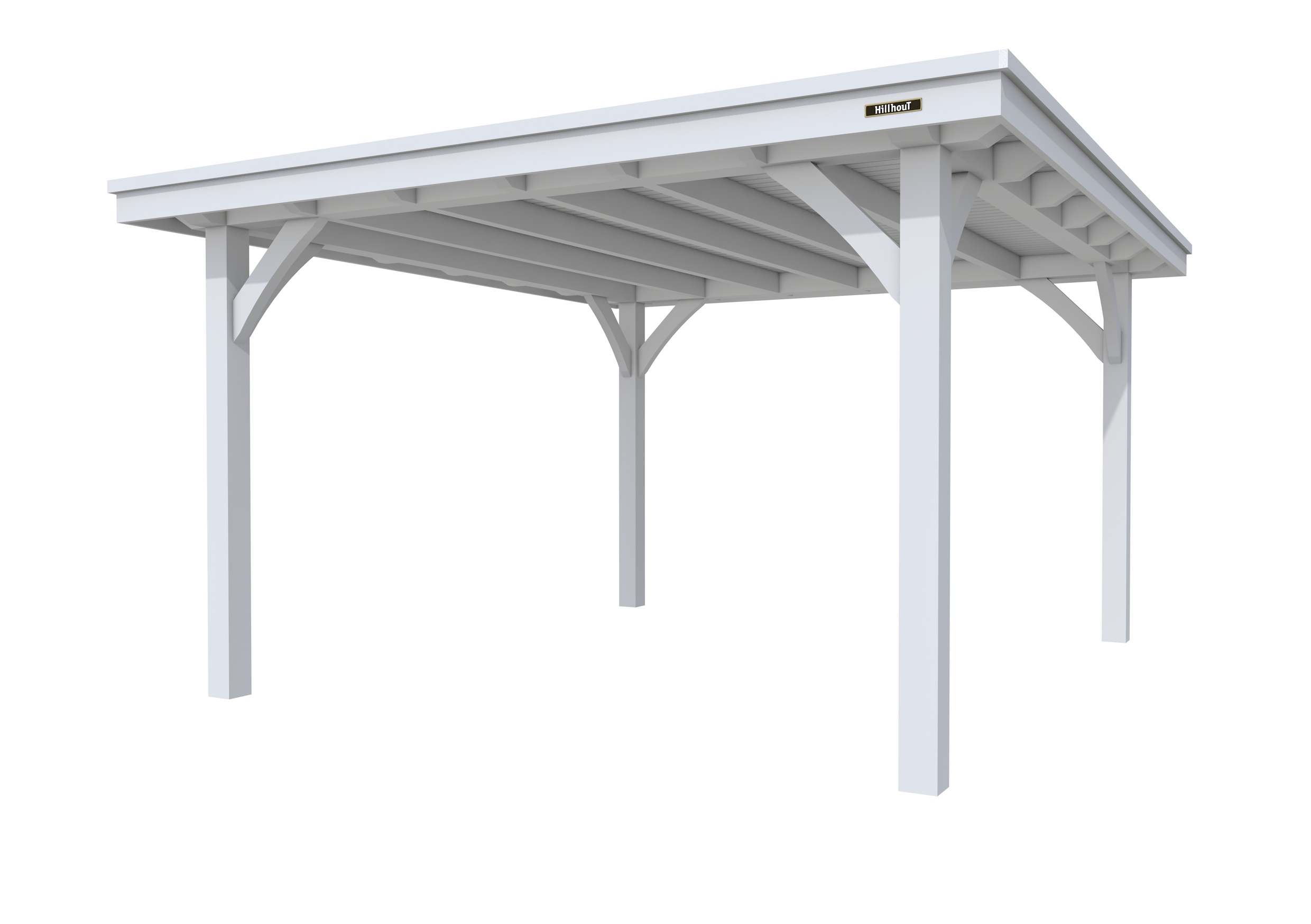 Buitenverblijf plat dak Excellent I, vuren, basismodel XXL/D, 357x399 cm, lichtgrijs gespoten.