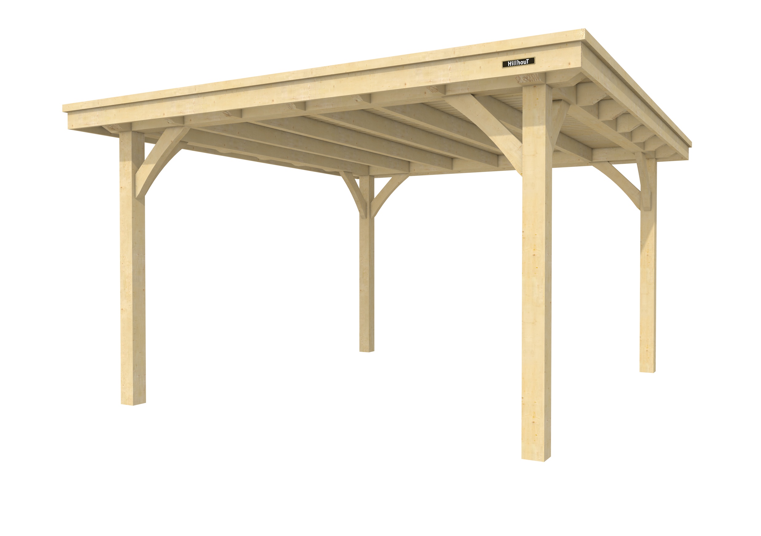 Buitenverblijf plat dak Excellent I, vuren, basismodel XXL/D, 357x399 cm, onbehandeld.