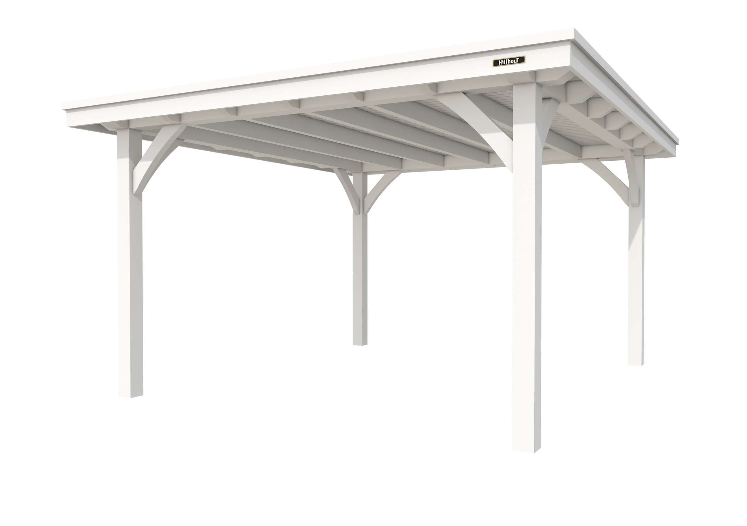 Buitenverblijf plat dak Excellent I, vuren, basismodel XXL/D, 357x399 cm, wit gespoten.