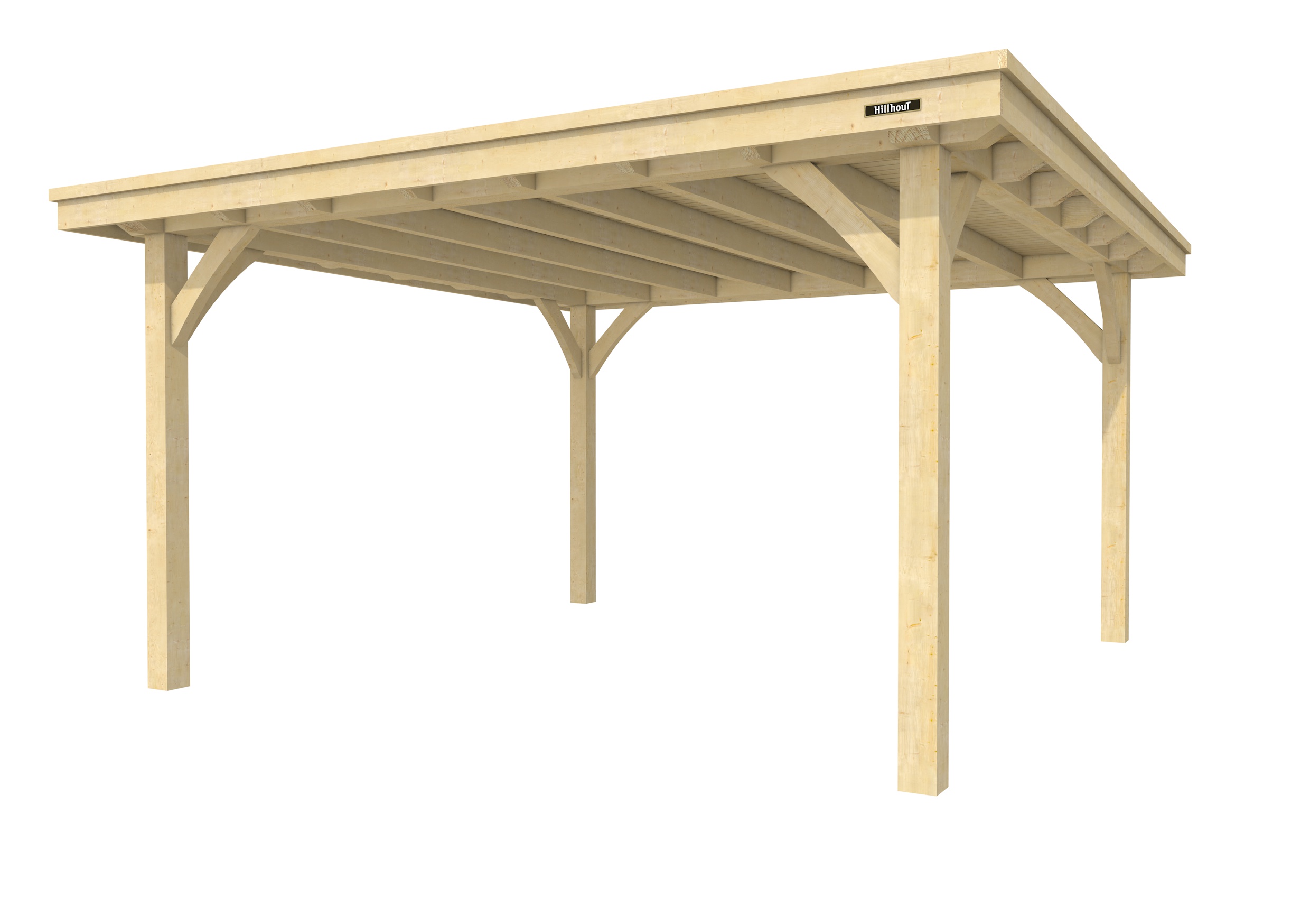 Buitenverblijf plat dak Excellent I, vuren, basismodel XXL/E, 399x399 cm, onbehandeld.