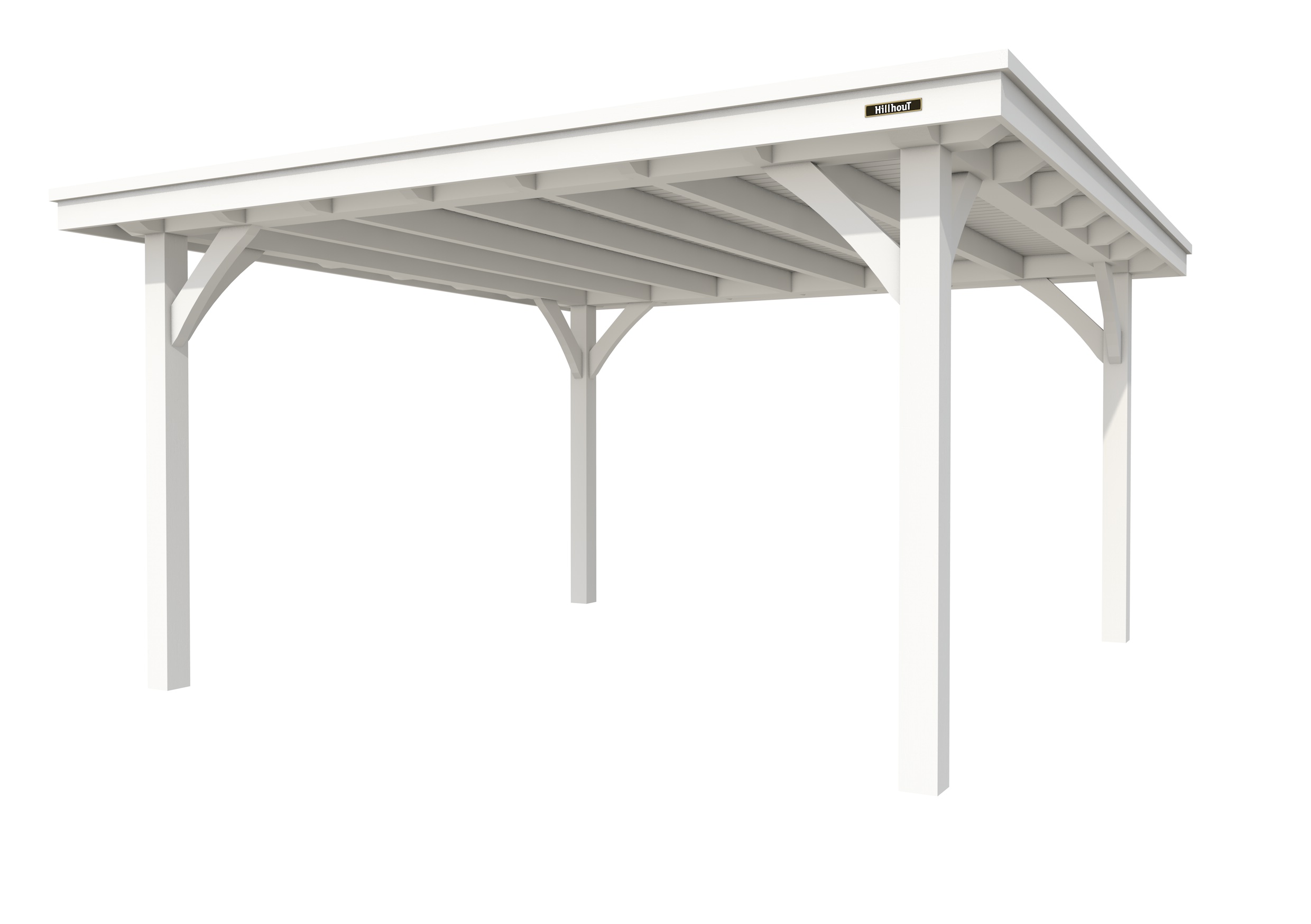 Buitenverblijf plat dak Excellent I, vuren, basismodel XXL/E, 399x399 cm, wit gespoten.