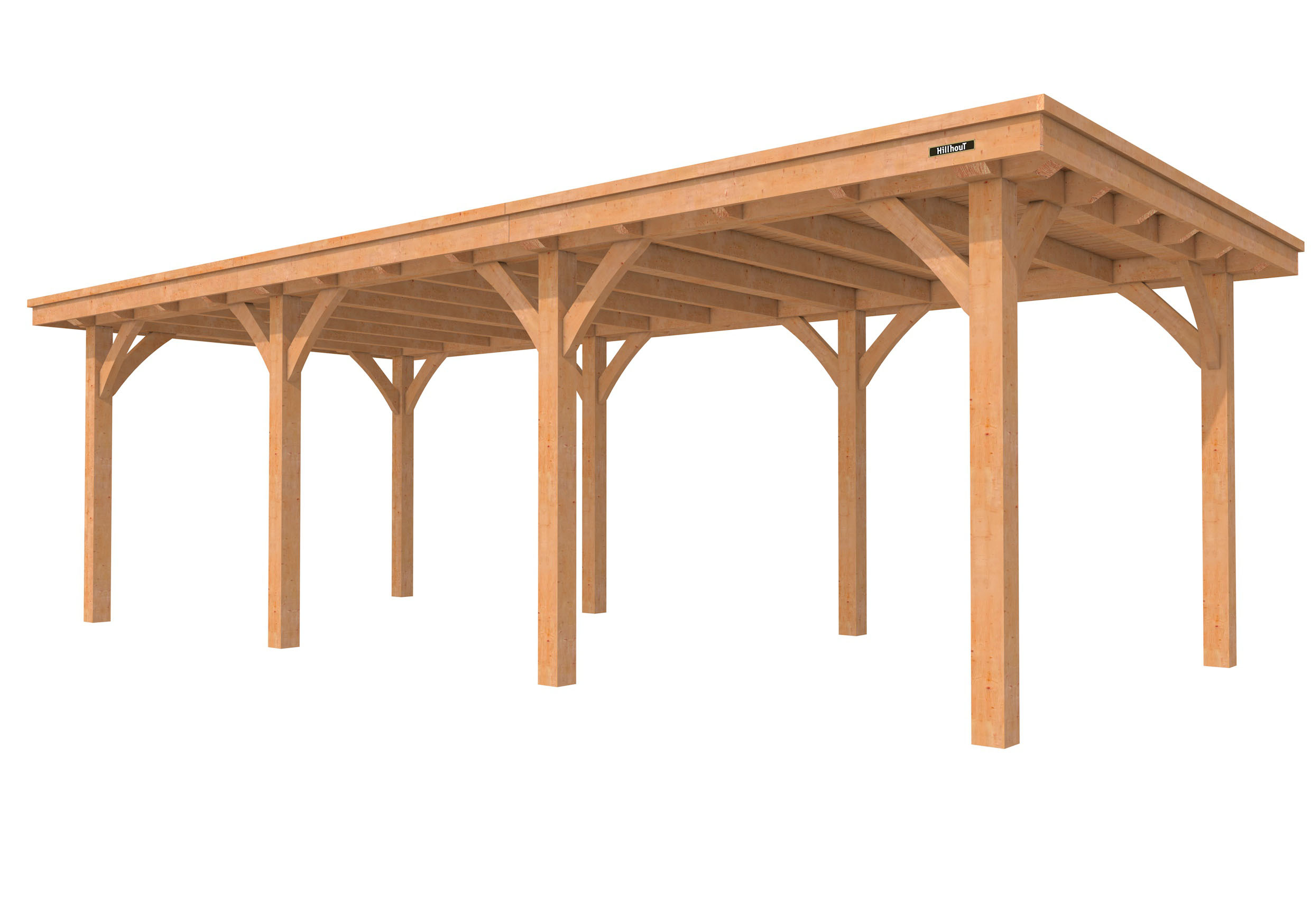 Buitenverblijf plat dak Excellent III, douglas, basismodel L/B, 742x307 cm, onbehandeld.
