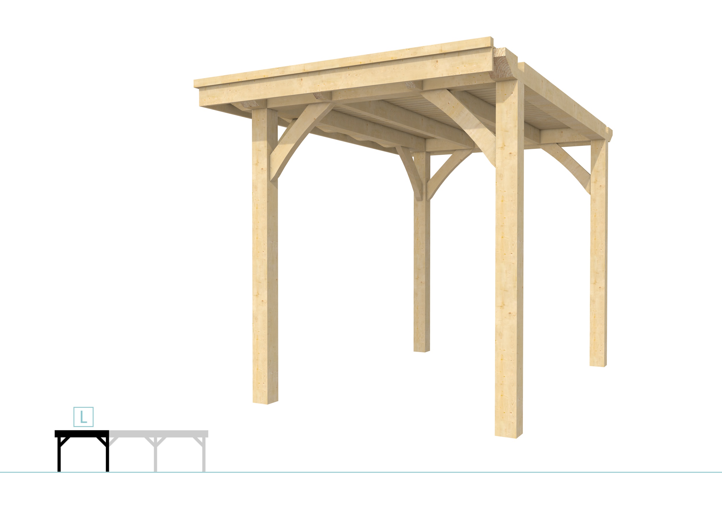 Buitenverblijf plat dak Excellent Modulair, vuren, linkerdeel L/A, 207x307 cm, onbehandeld.