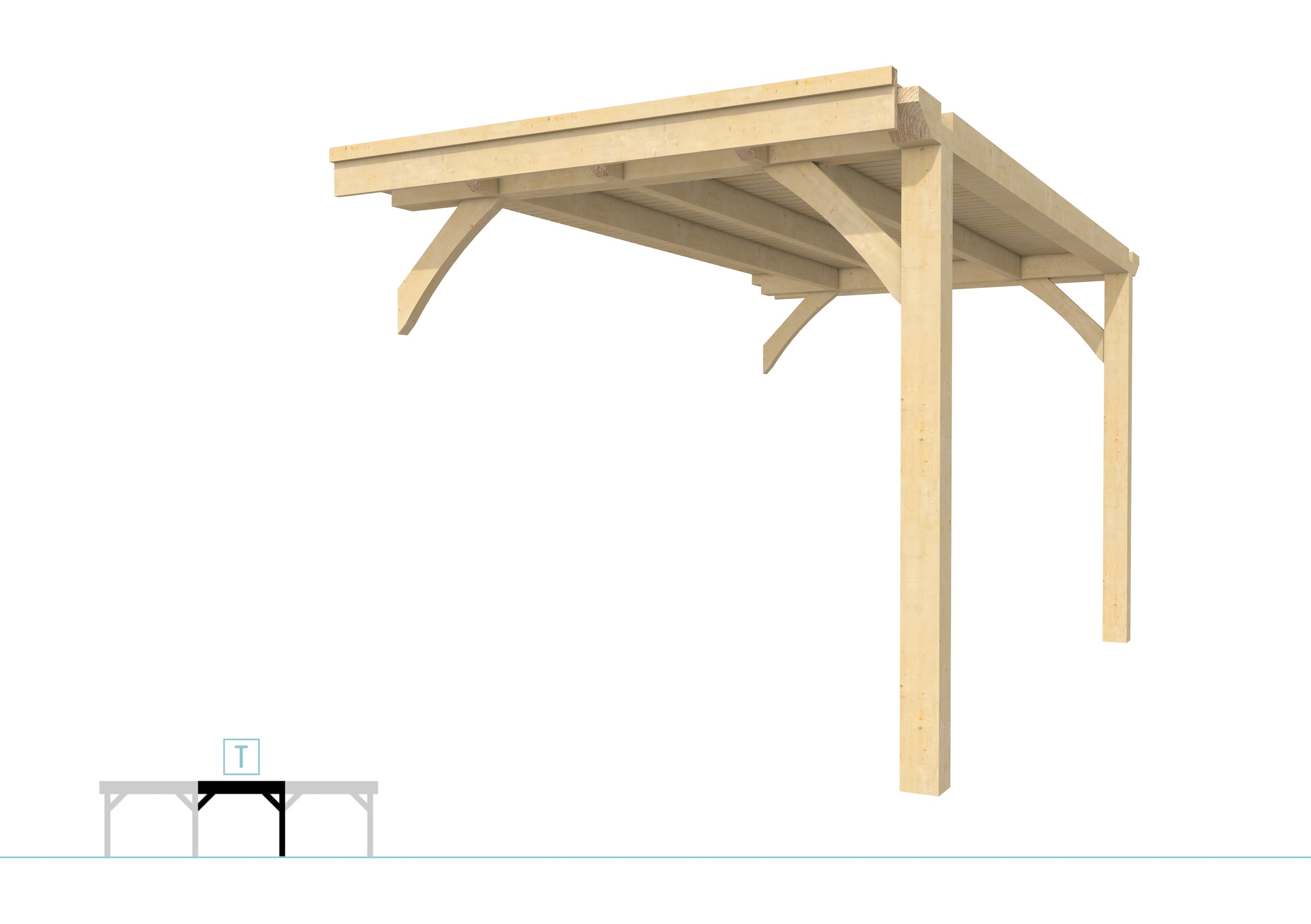 Buitenverblijf plat dak Excellent Modulair, vuren, tussenstuk XXL/B, 243x399 cm, onbehandeld.