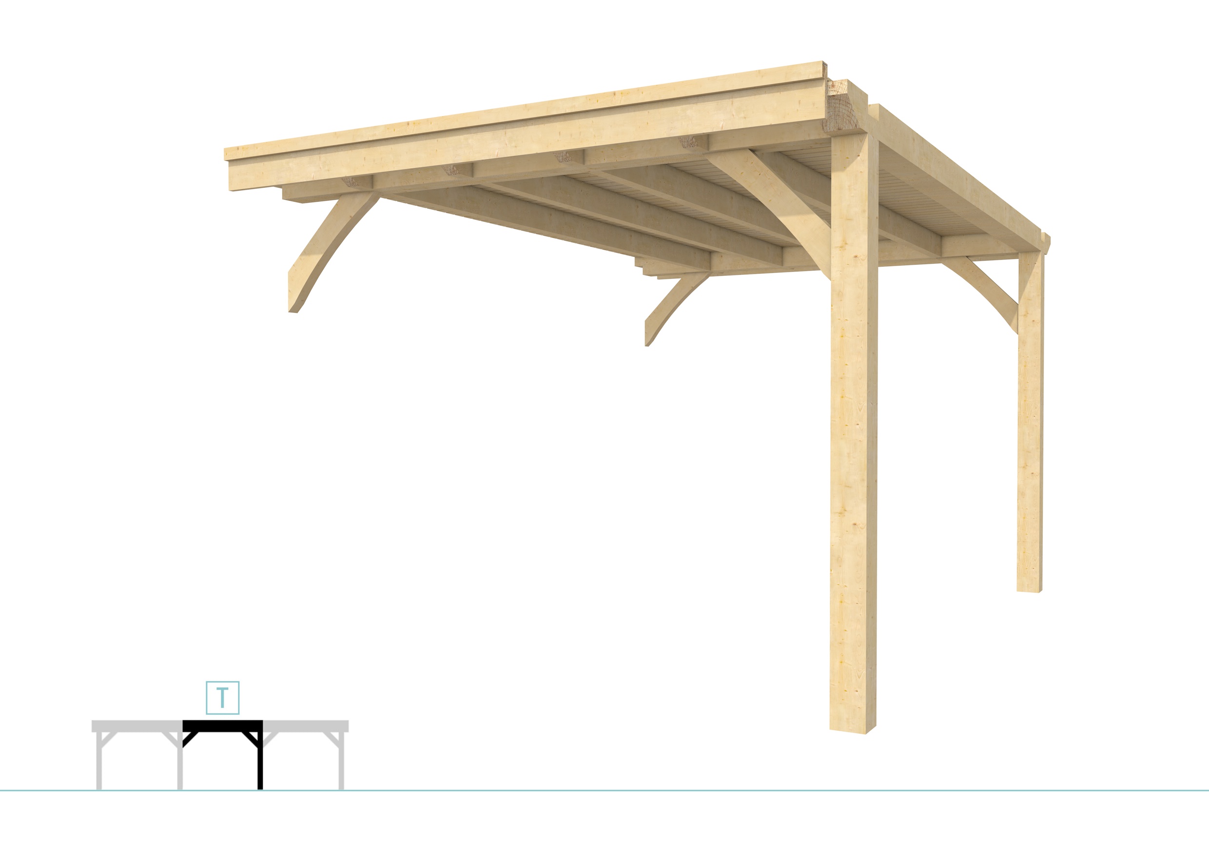 Buitenverblijf plat dak Excellent Modulair, vuren, tussenstuk XXL/C, 293x399 cm, onbehandeld.