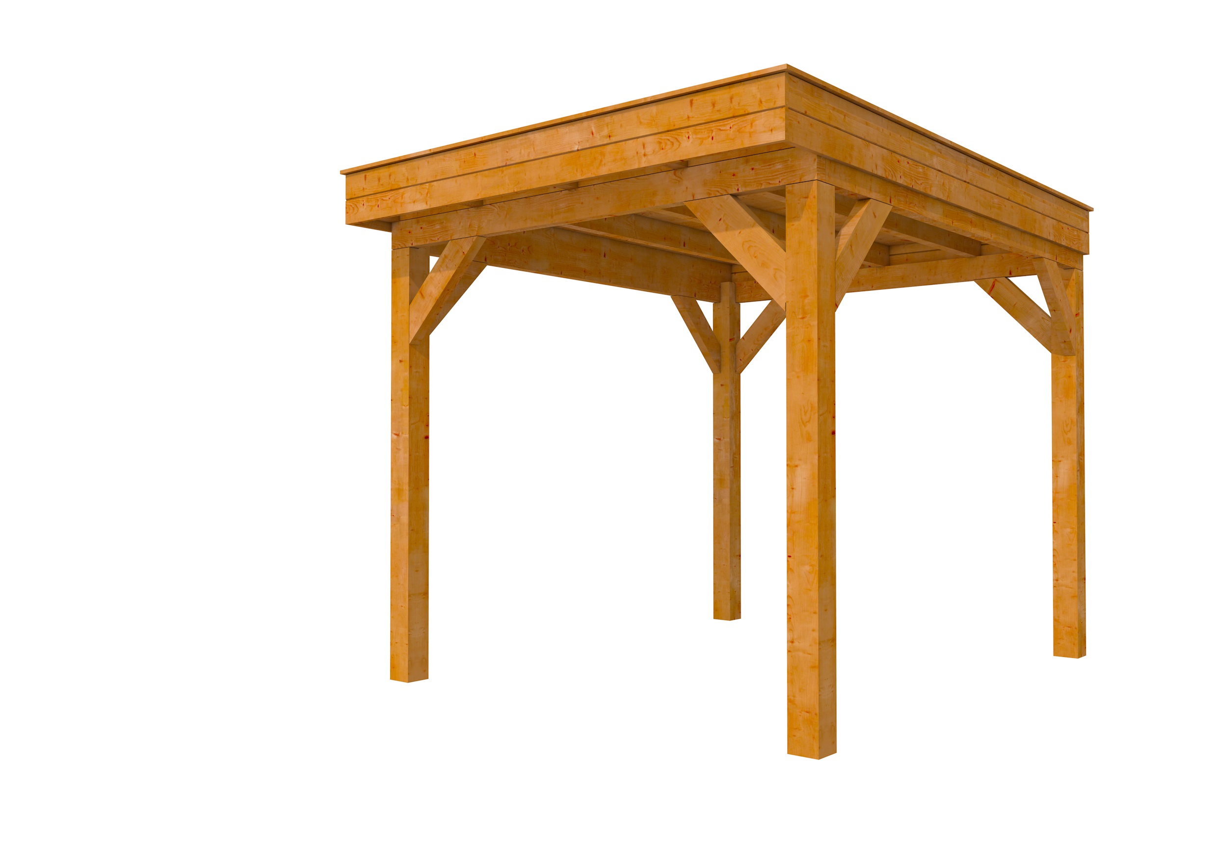 Buitenverblijf plat dak Premium I, douglas, basismodel L/B, 257x307 cm, transparant gespoten.