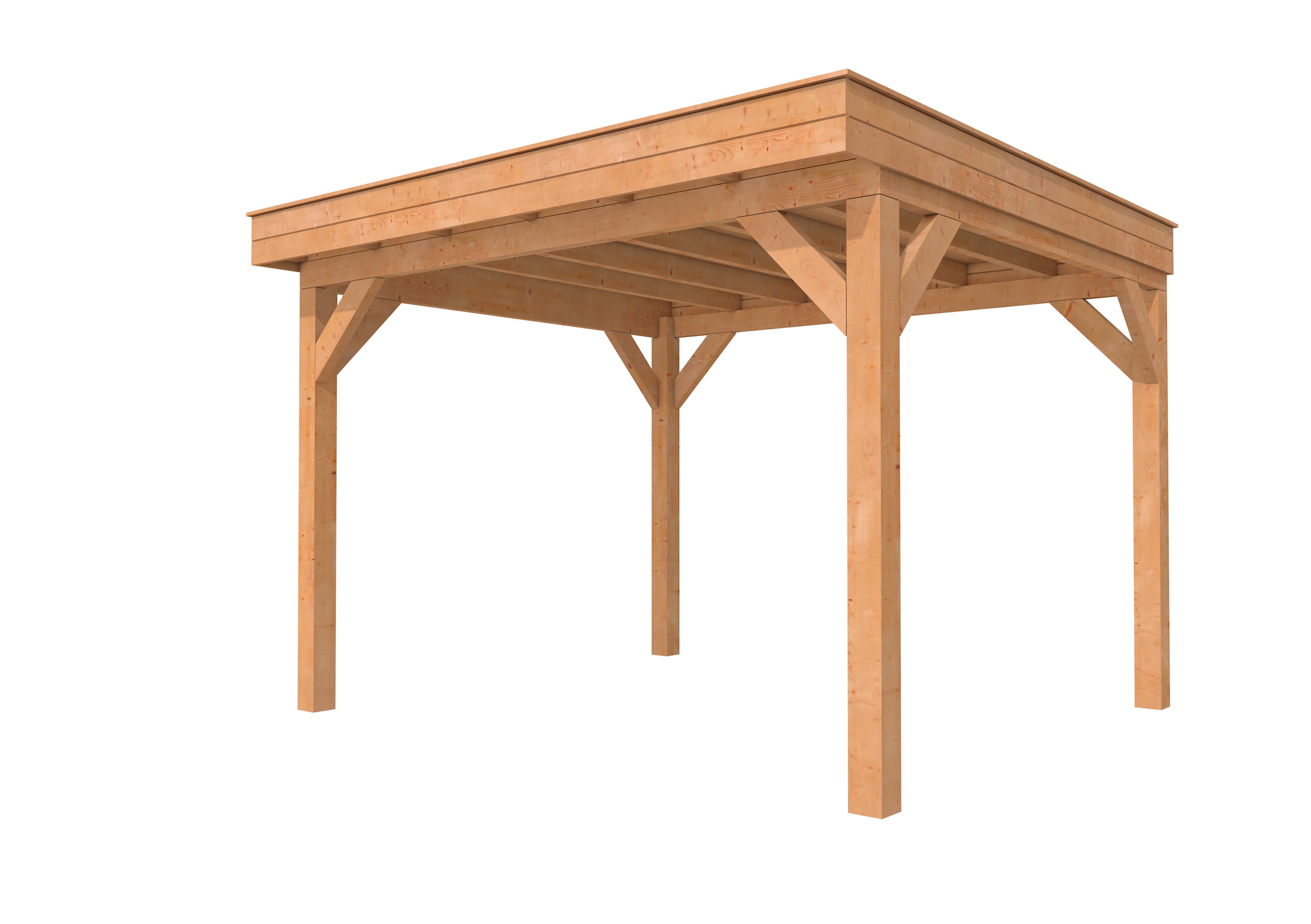 Buitenverblijf plat dak Premium I, douglas, basismodel L/D, 357x307 cm, onbehandeld.