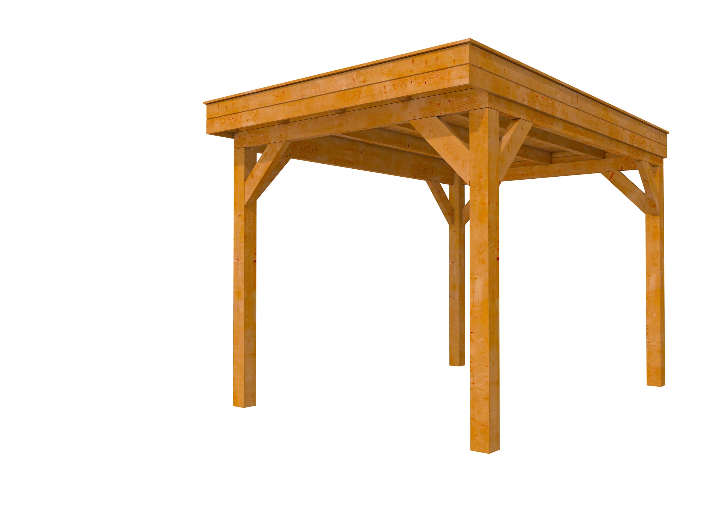 Buitenverblijf plat dak Premium I, douglas, basismodel XL/B, 257x357 cm, transparant gespoten.