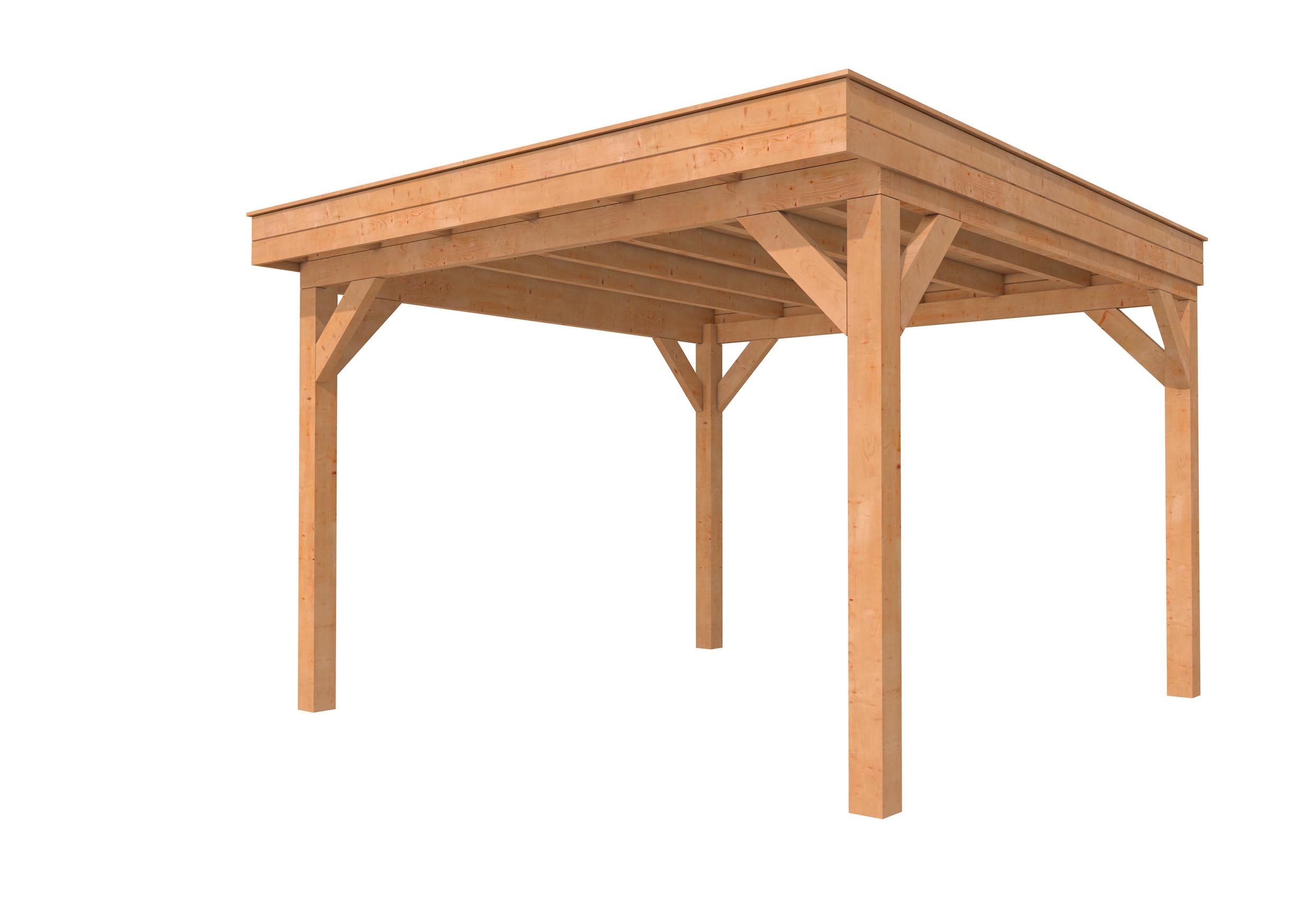 Buitenverblijf plat dak Premium I, douglas, basismodel XL/D, 357x357 cm, onbehandeld.