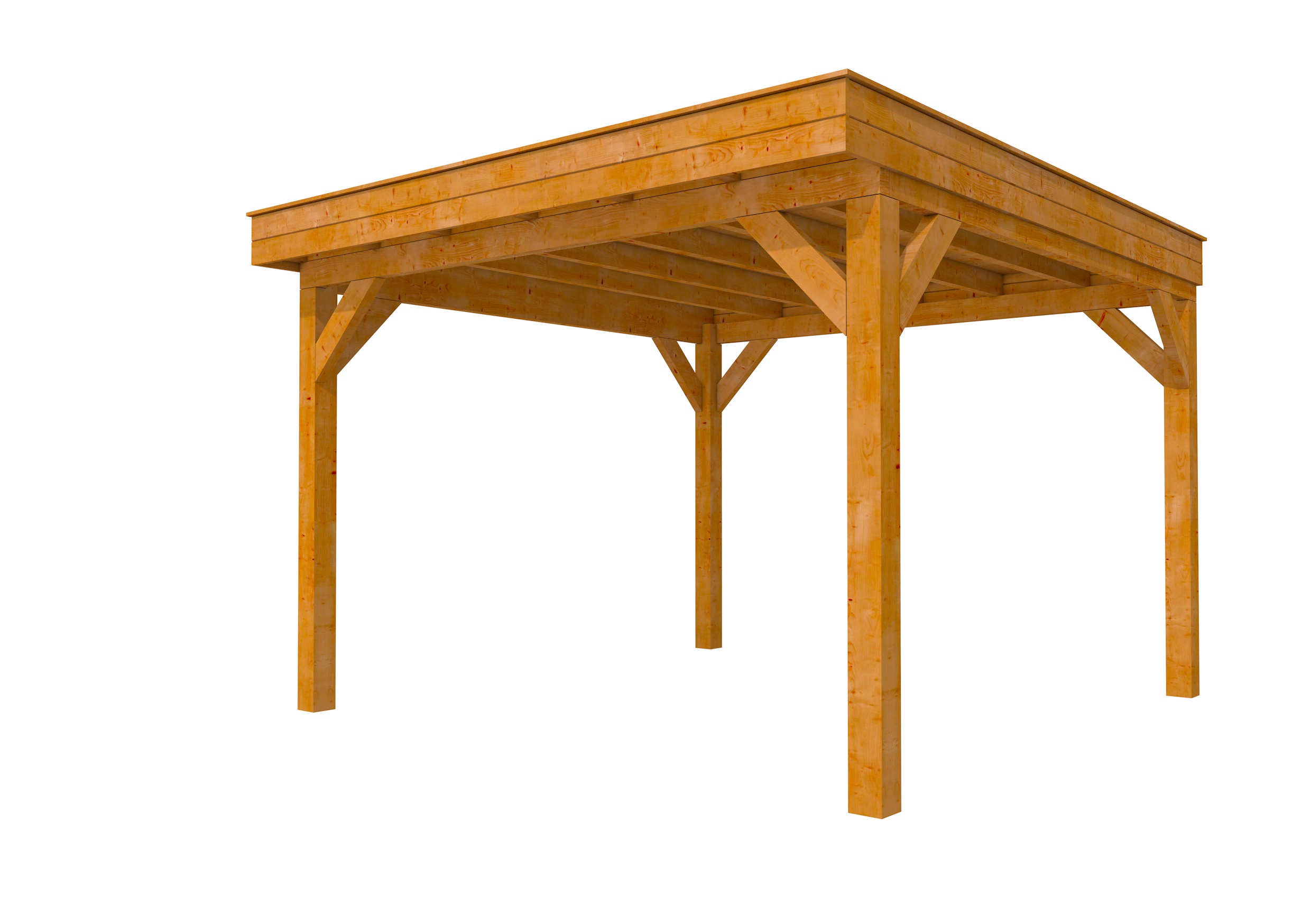 Buitenverblijf plat dak Premium I, douglas, basismodel XL/D, 357x357 cm, transparant gespoten.