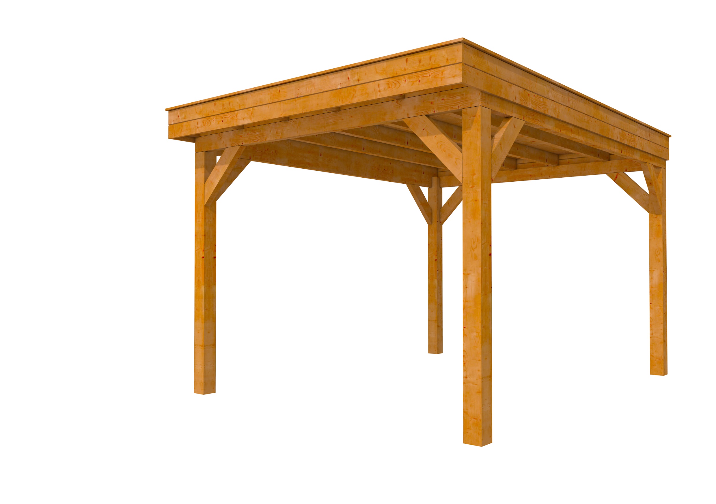 Buitenverblijf plat dak Premium I, douglas, basismodel XXL/C, 307x399 cm, transparant gespoten.