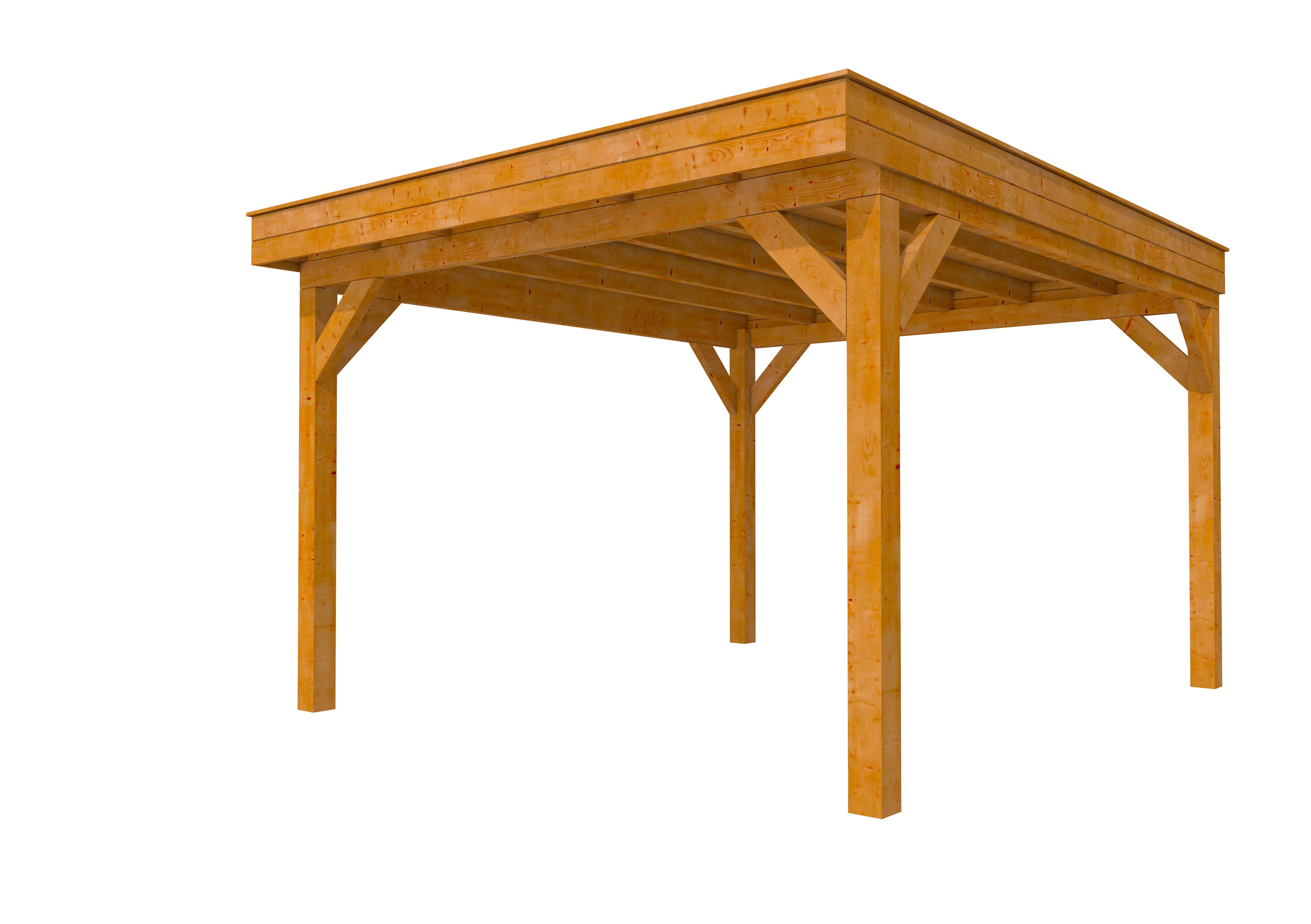 Buitenverblijf plat dak Premium I, douglas, basismodel XXL/D, 357x399 cm, transparant gespoten.