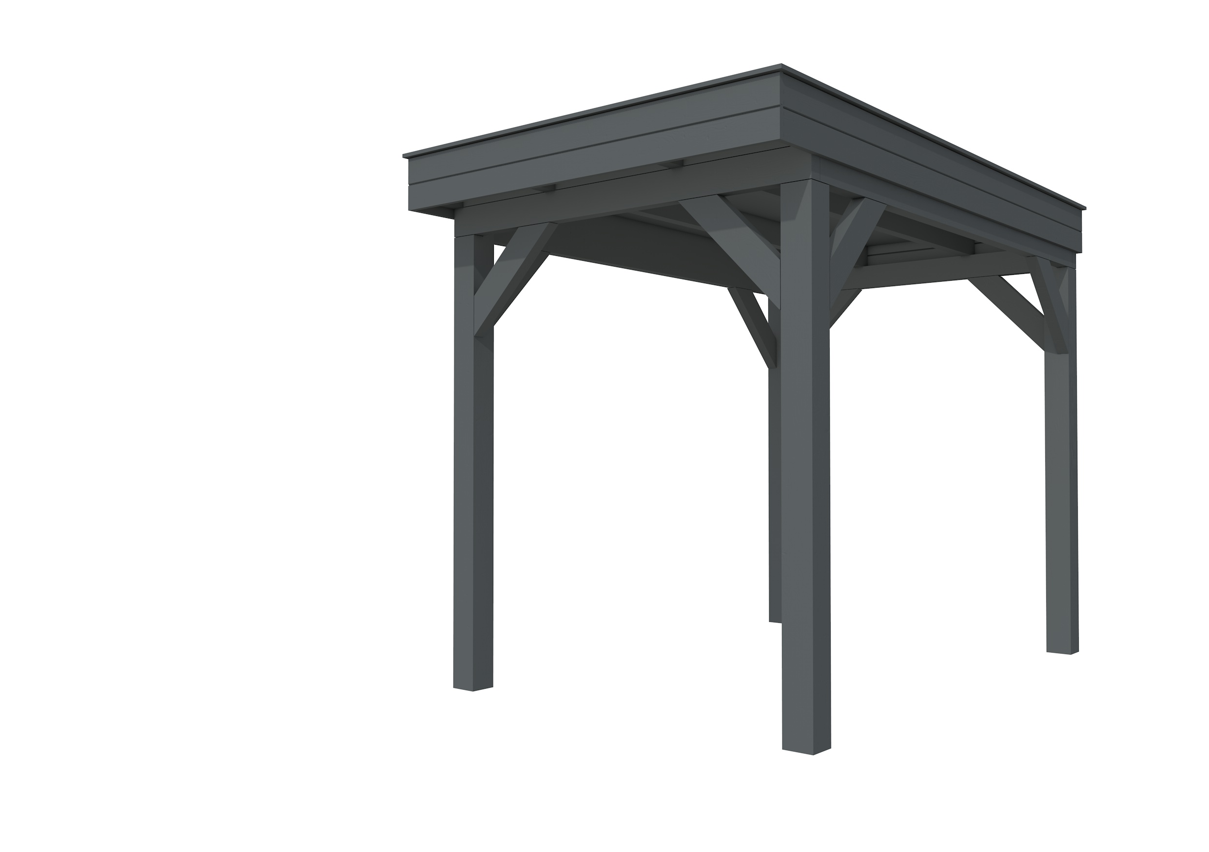 Buitenverblijf plat dak Premium I, vuren, basismodel L/A, 207x307 cm, antraciet gespoten.