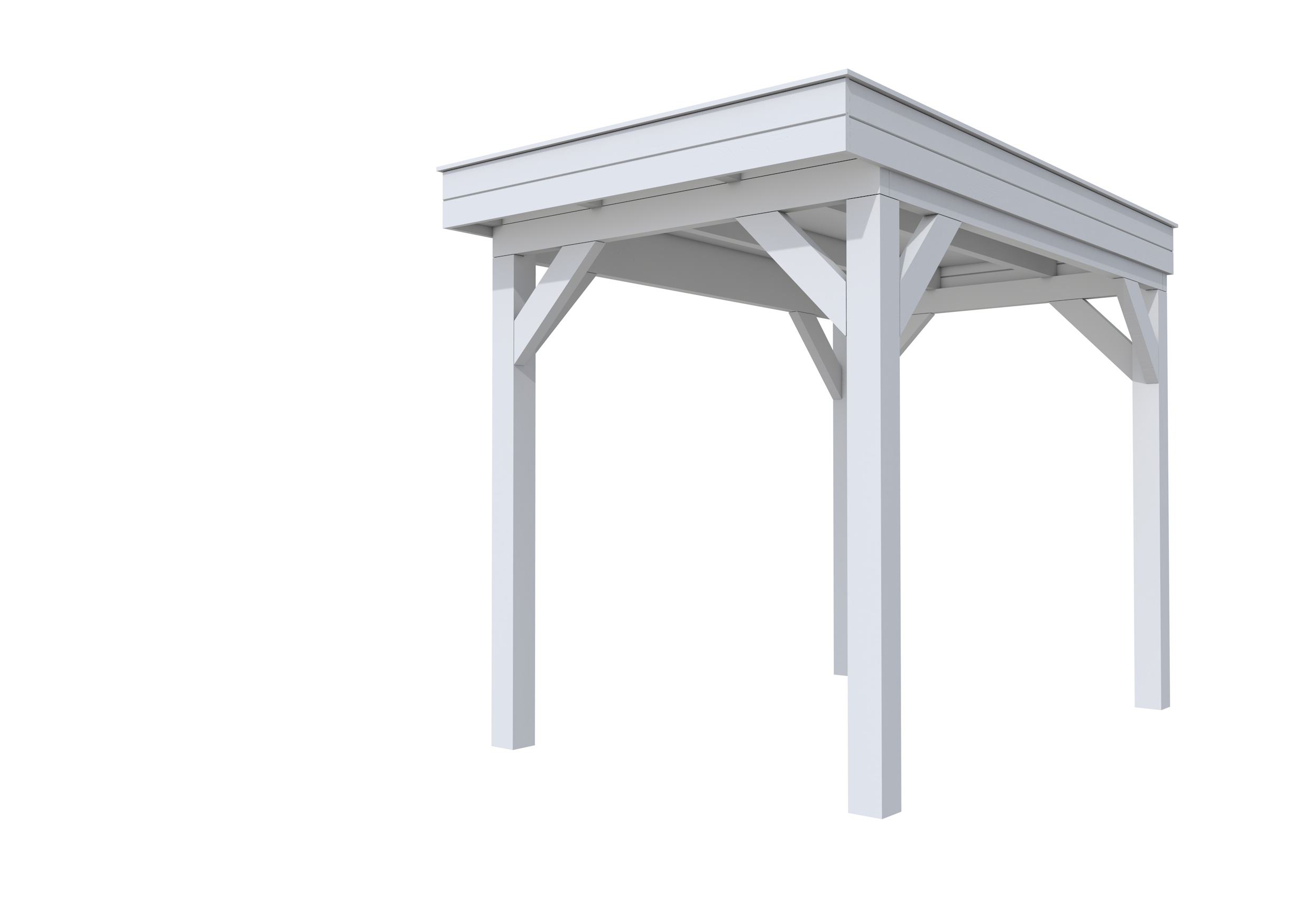Buitenverblijf plat dak Premium I, vuren, basismodel L/A, 207x307 cm, lichtgrijs gespoten.