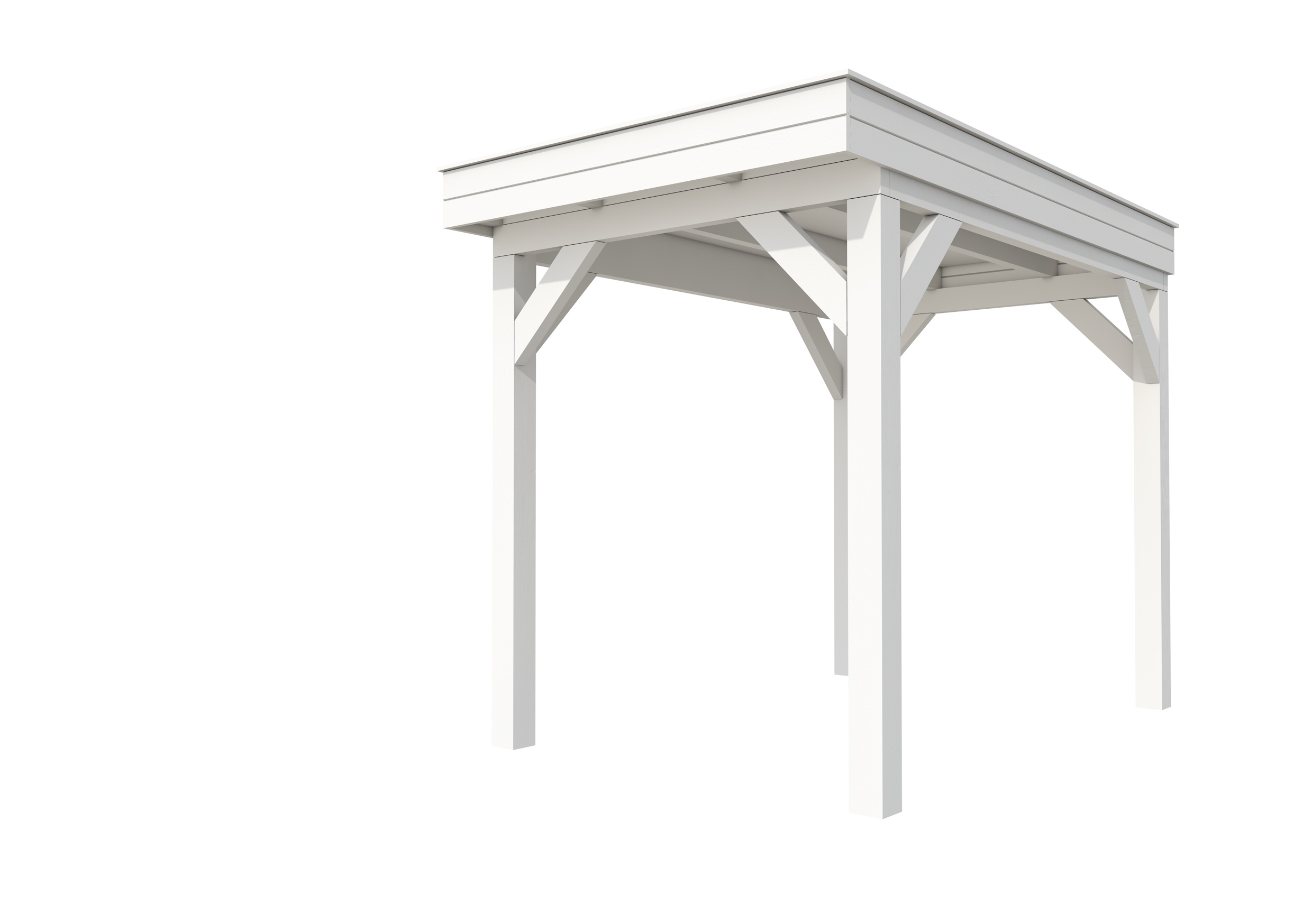 Buitenverblijf plat dak Premium I, vuren, basismodel L/A, 207x307 cm, wit gespoten.
