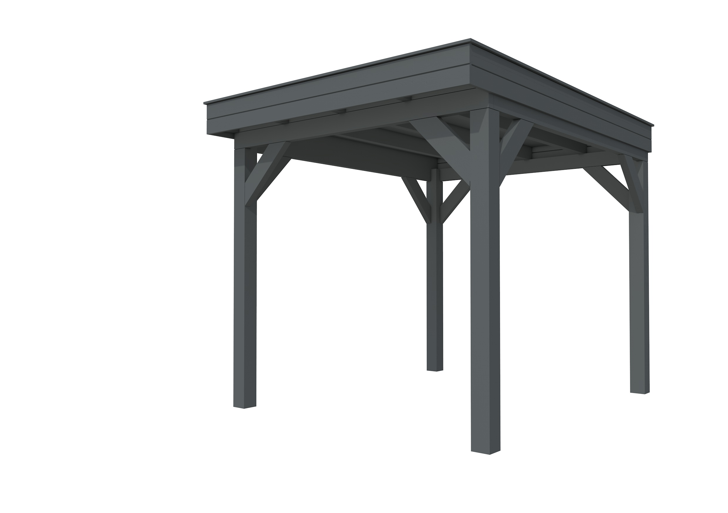 Buitenverblijf plat dak Premium I, vuren, basismodel L/B, 257x307 cm, antraciet gespoten.