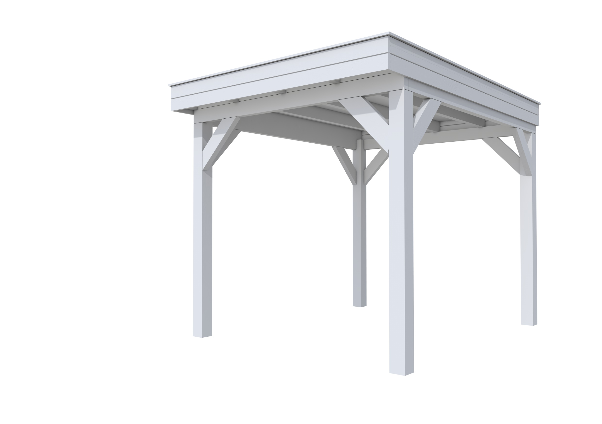 Buitenverblijf plat dak Premium I, vuren, basismodel L/B, 257x307 cm, lichtgrijs gespoten.