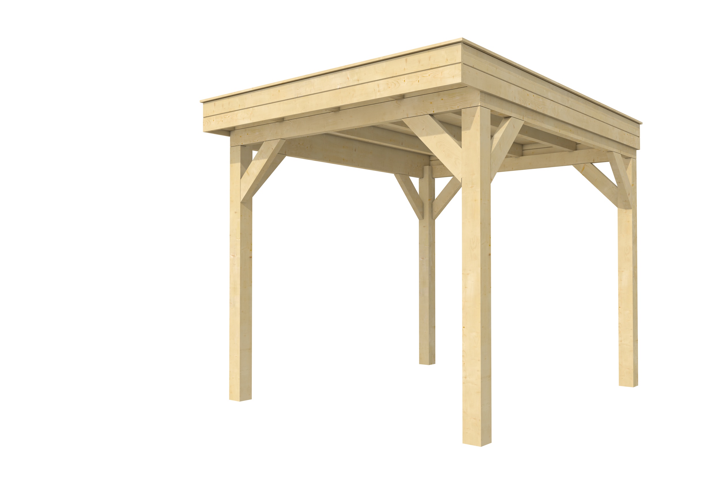 Buitenverblijf plat dak Premium I, vuren, basismodel L/B, 257x307 cm, onbehandeld.