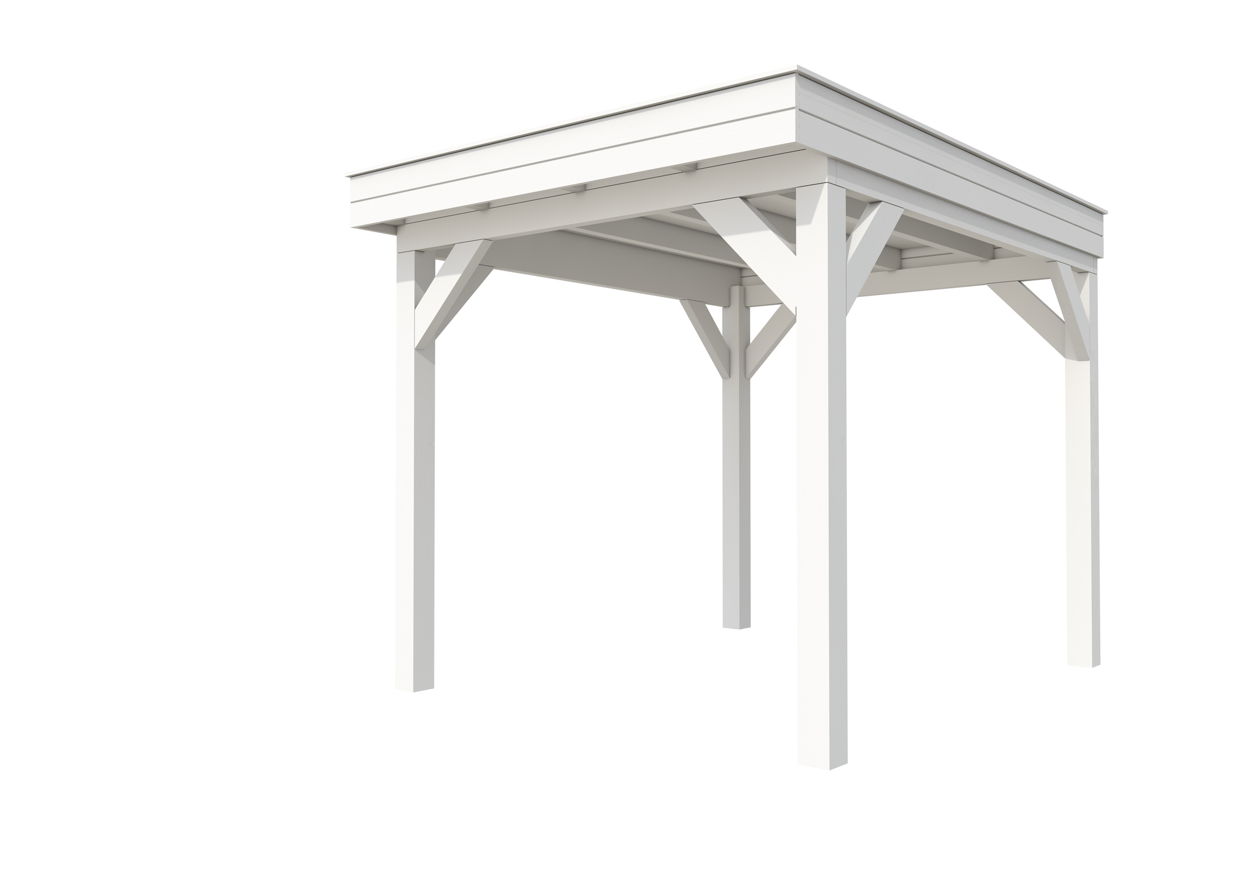 Buitenverblijf plat dak Premium I, vuren, basismodel L/B, 257x307 cm, wit gespoten.