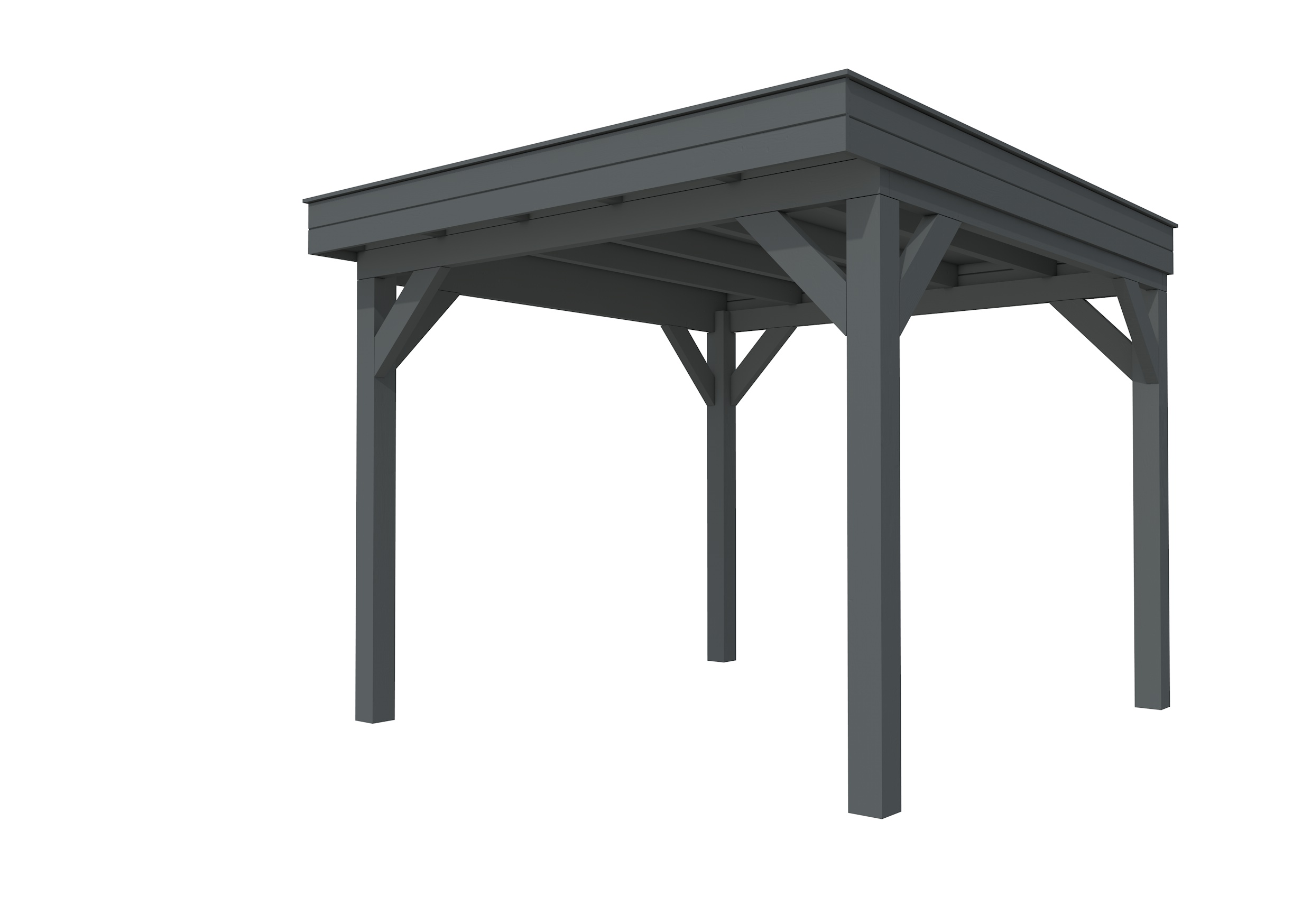 Buitenverblijf plat dak Premium I, vuren, basismodel L/C, 307x307 cm, antraciet gespoten.