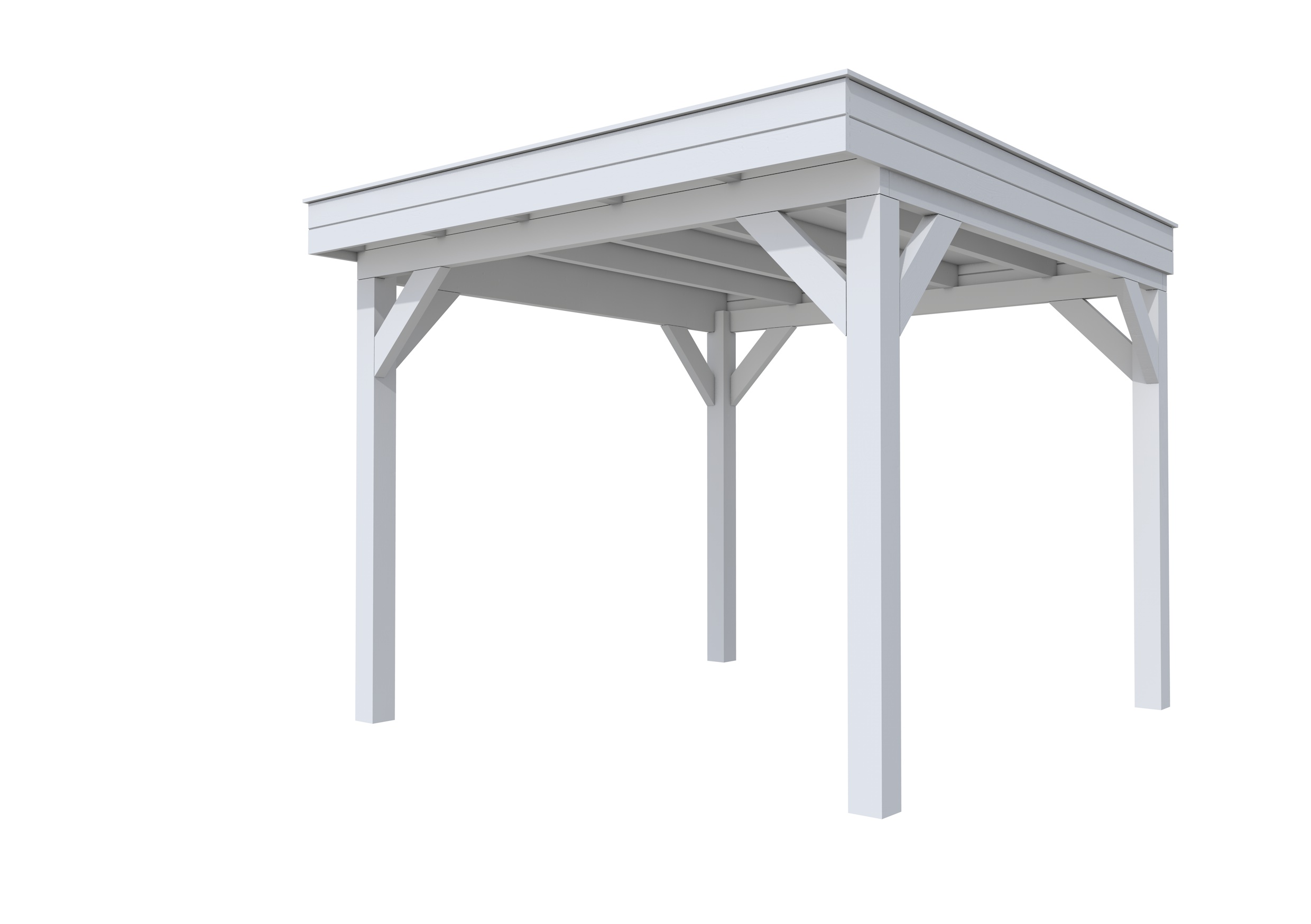 Buitenverblijf plat dak Premium I, vuren, basismodel L/C, 307x307 cm, lichtgrijs gespoten.