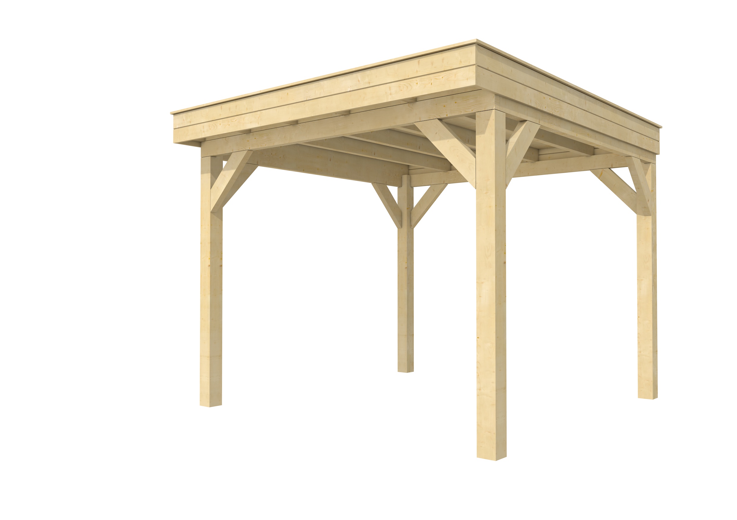 Buitenverblijf plat dak Premium I, vuren, basismodel L/C, 307x307 cm, onbehandeld.
