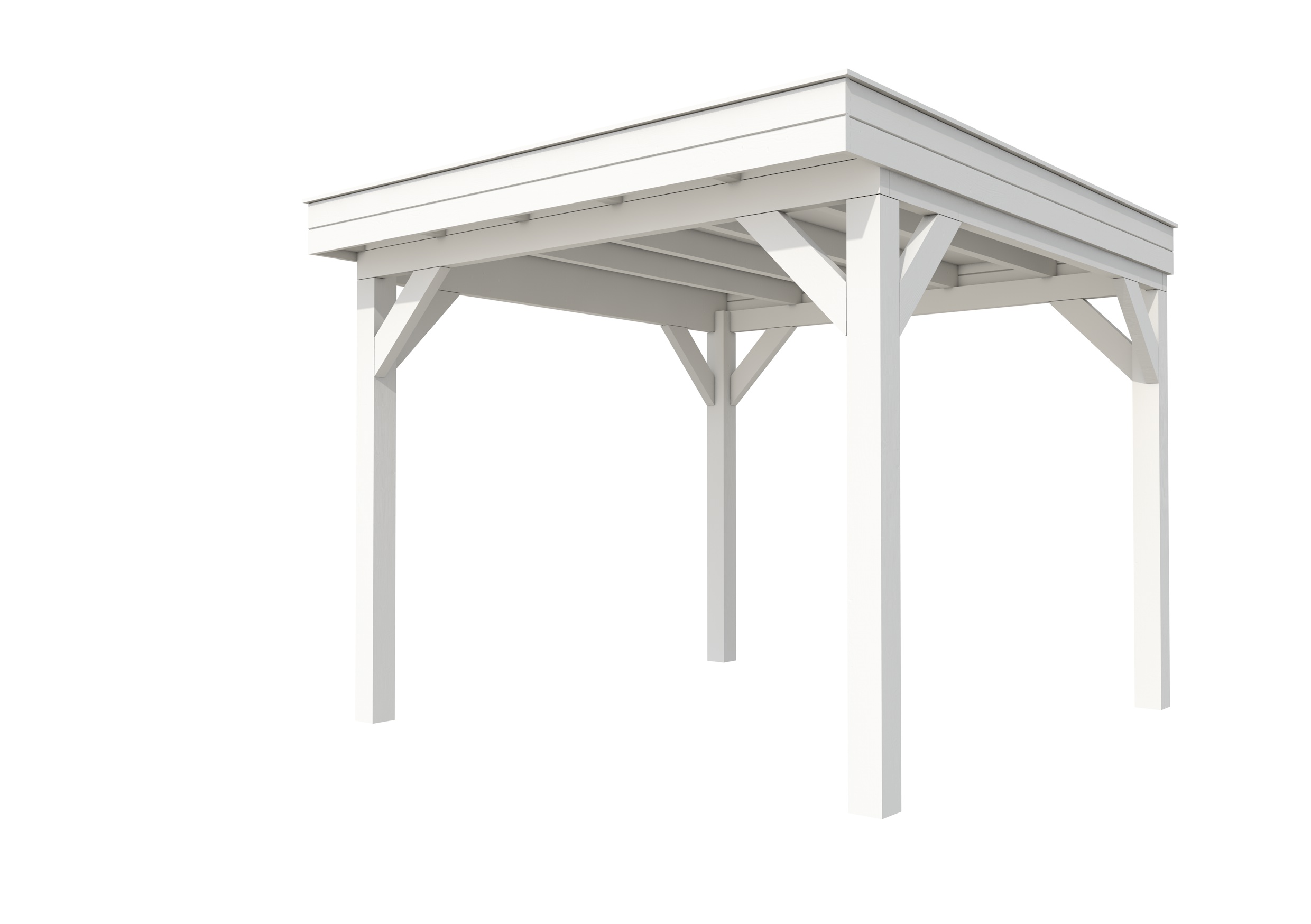 Buitenverblijf plat dak Premium I, vuren, basismodel L/C, 307x307 cm, wit gespoten.