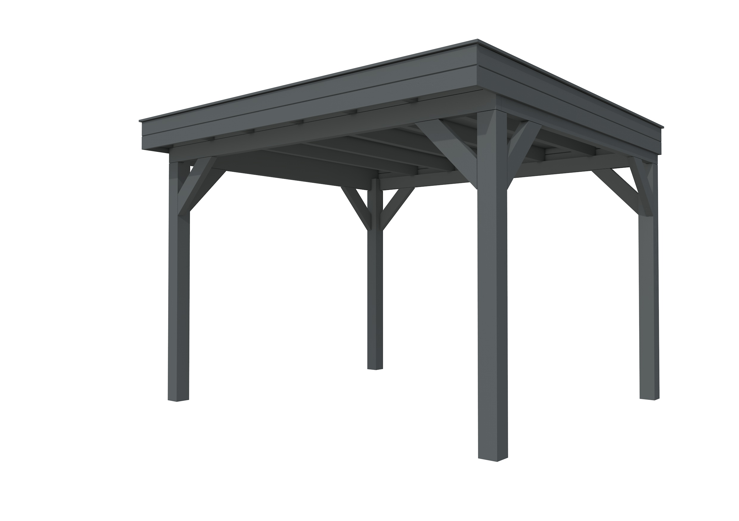 Buitenverblijf plat dak Premium I, vuren, basismodel L/D, 357x307 cm, antraciet gespoten.