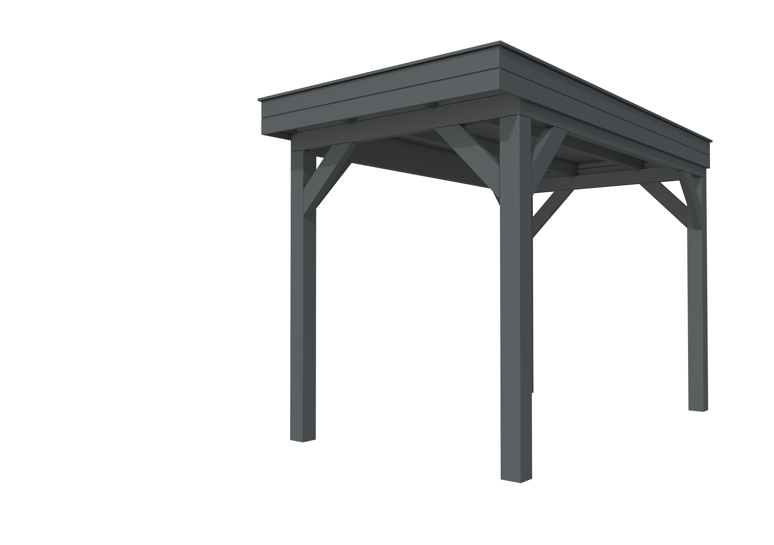 Buitenverblijf plat dak Premium I, vuren, basismodel XL/A, 207x357 cm, antraciet gespoten.