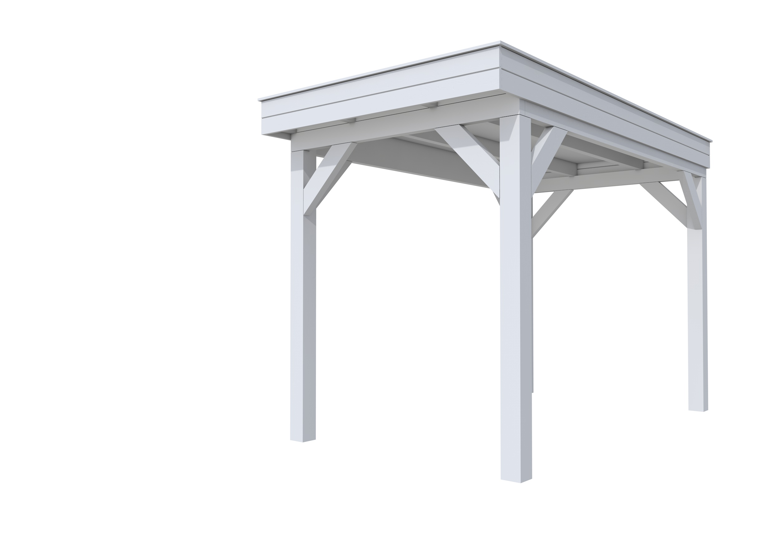 Buitenverblijf plat dak Premium I, vuren, basismodel XL/A, 207x357 cm, lichtgrijs gespoten.