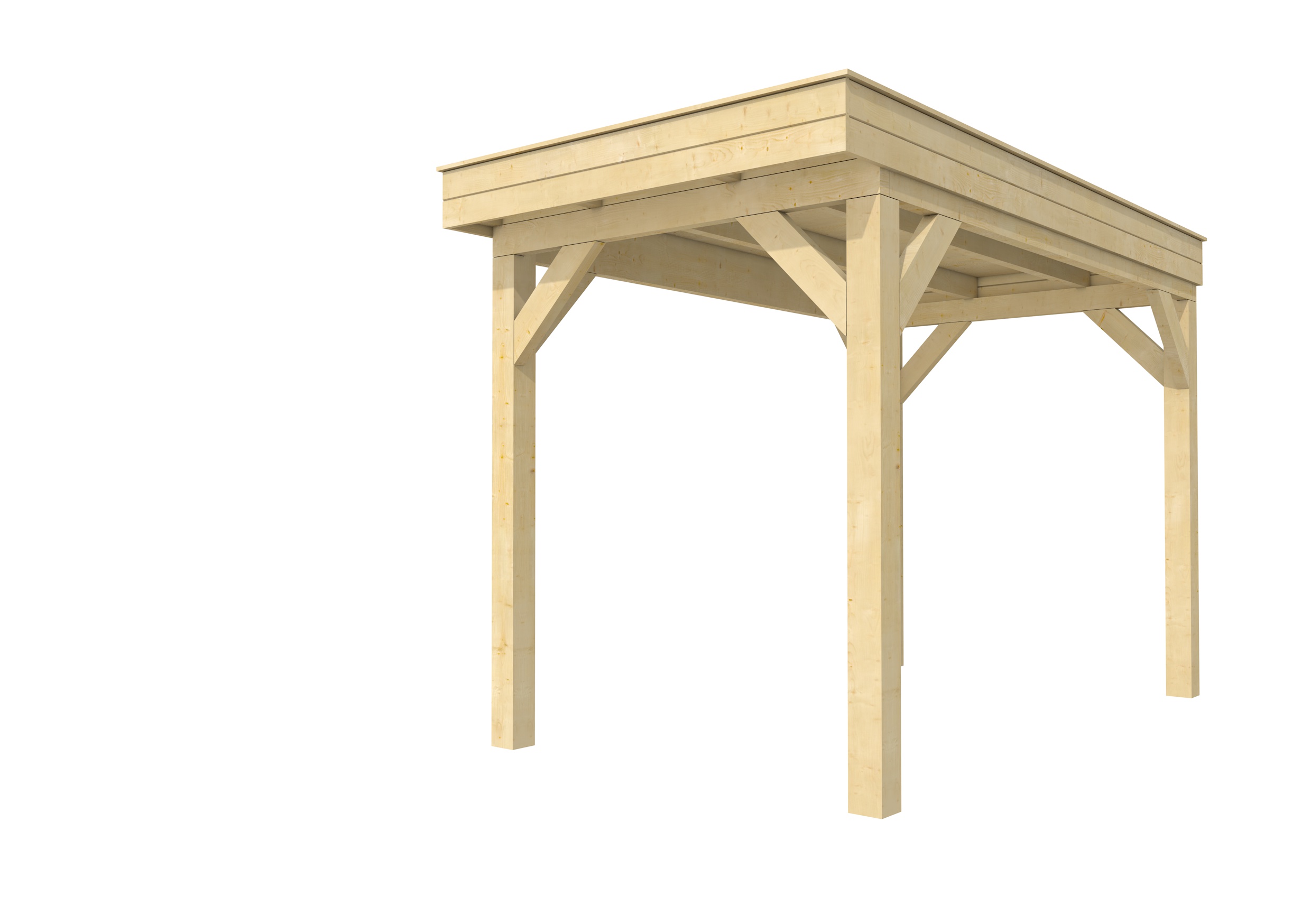 Buitenverblijf plat dak Premium I, vuren, basismodel XL/A, 207x357 cm, onbehandeld.