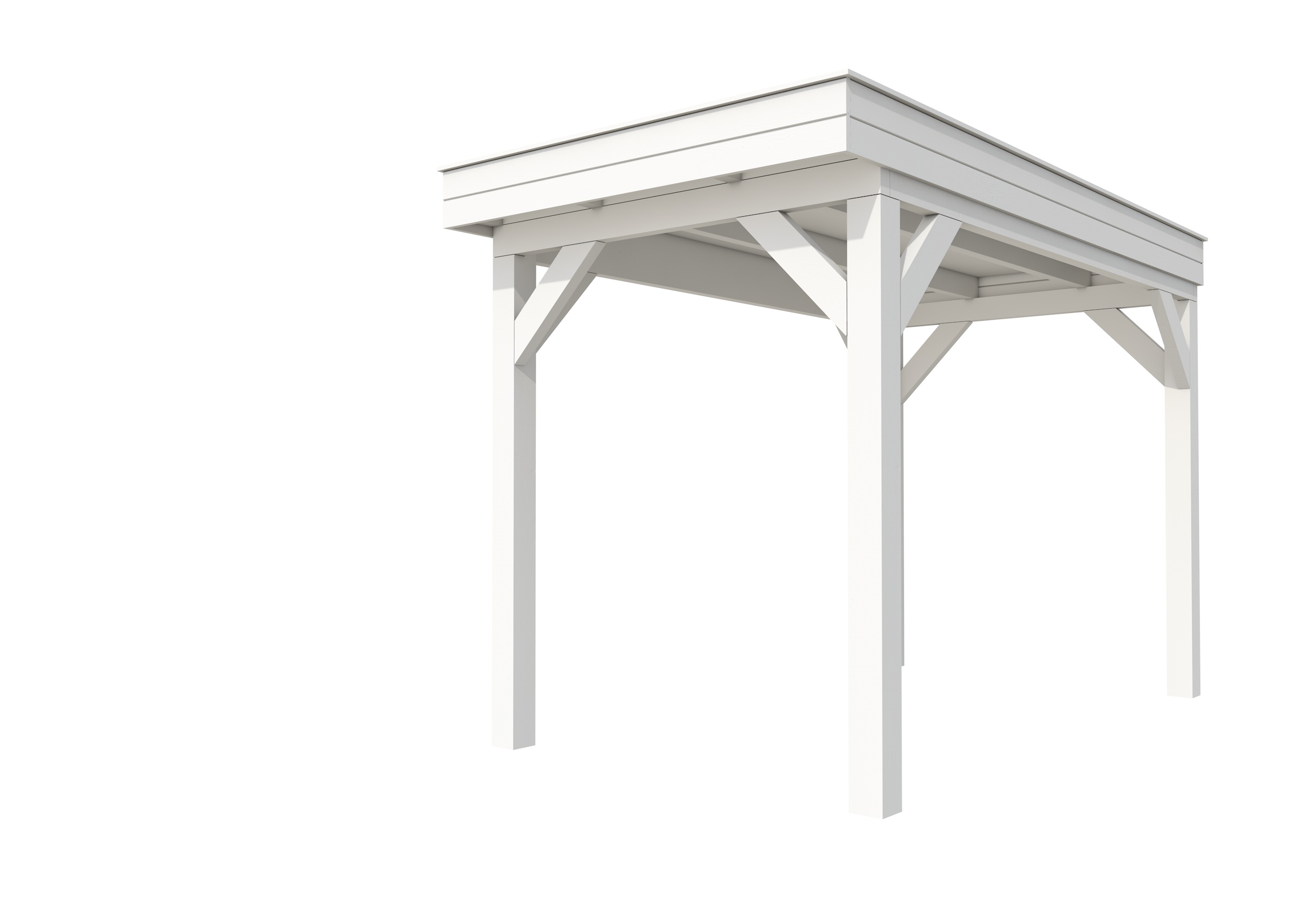 Buitenverblijf plat dak Premium I, vuren, basismodel XL/A, 207x357 cm, wit gespoten.