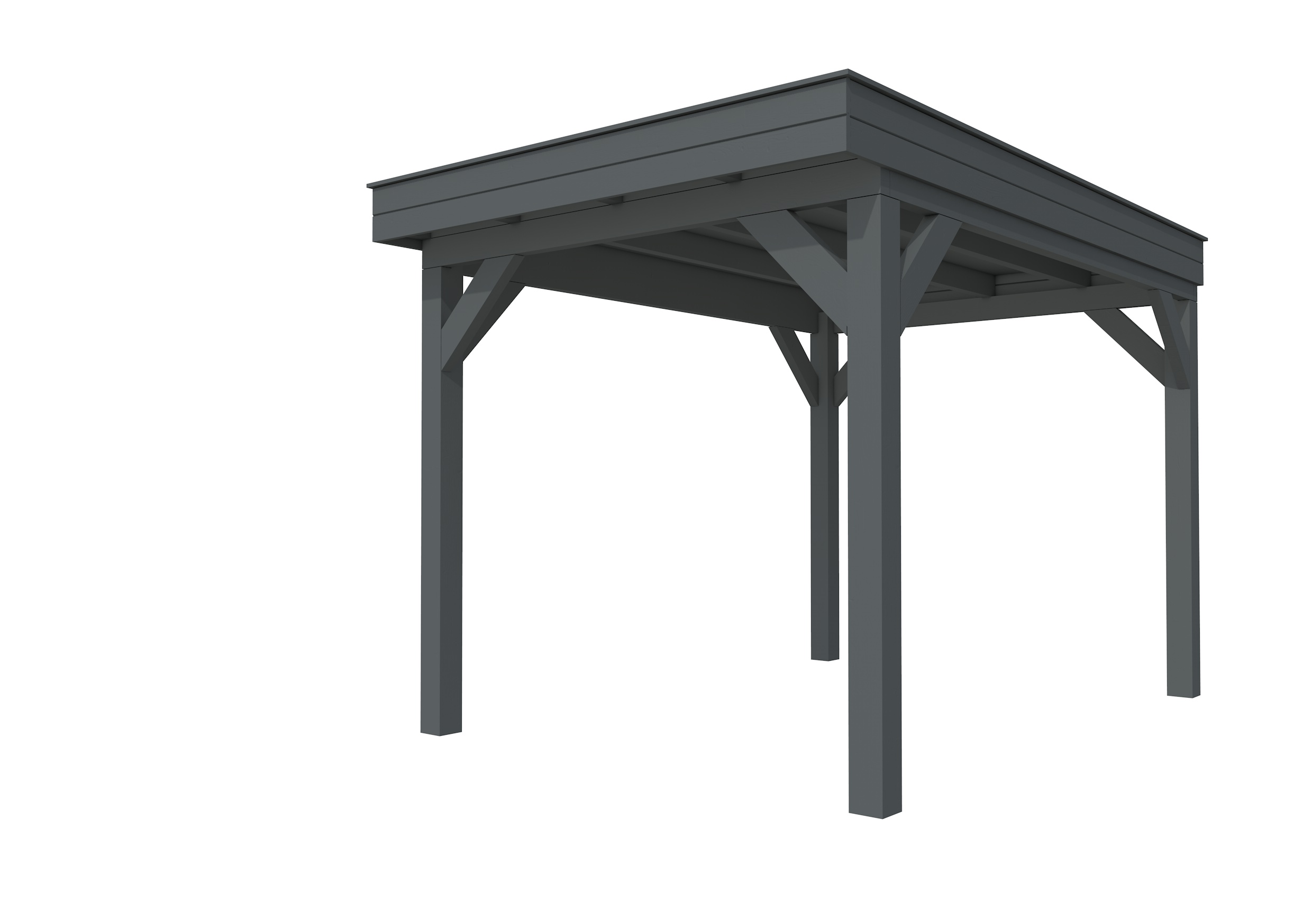 Buitenverblijf plat dak Premium I, vuren, basismodel XL/B, 257x357 cm, antraciet gespoten.