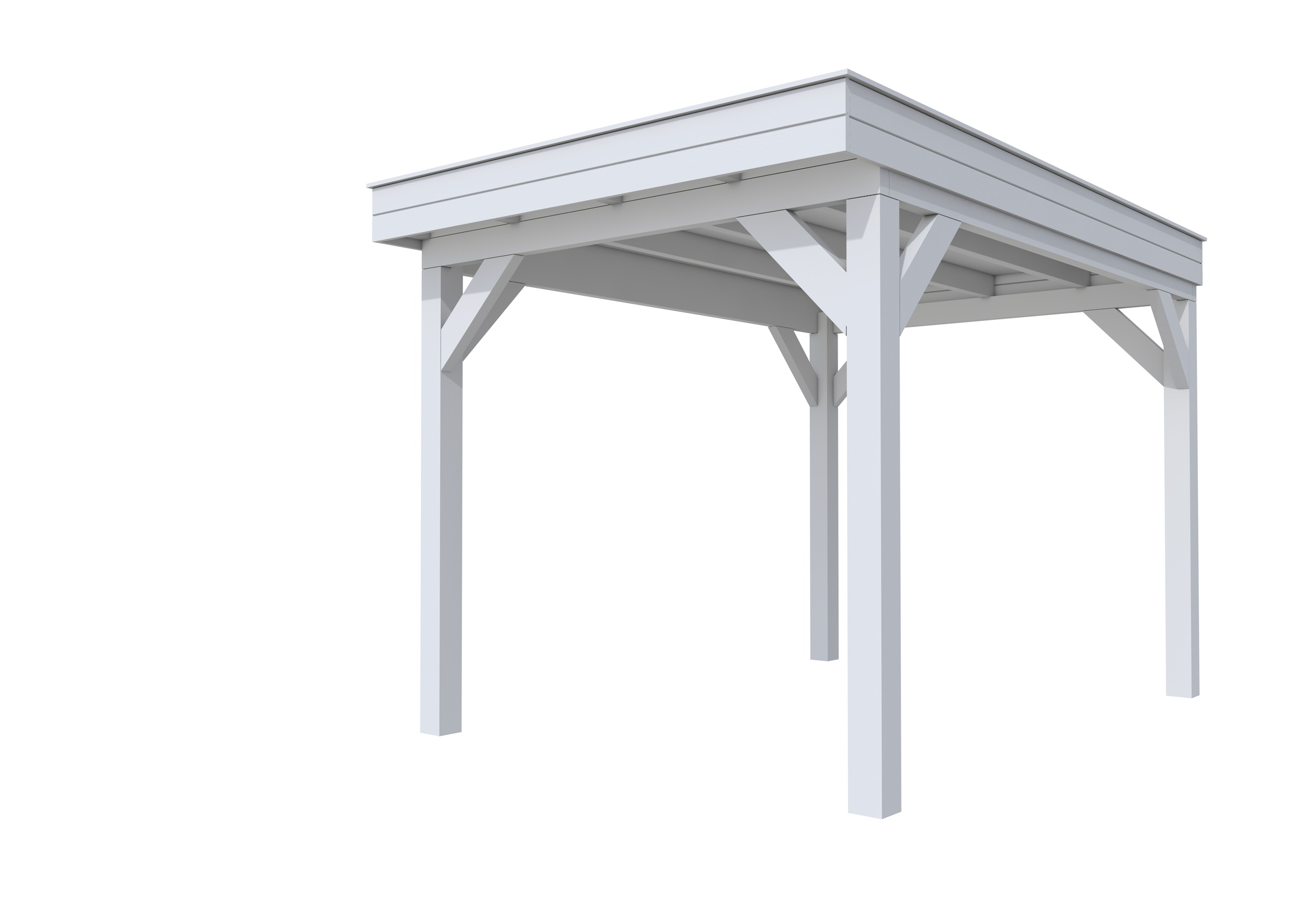 Buitenverblijf plat dak Premium I, vuren, basismodel XL/B, 257x357 cm, lichtgrijs gespoten.